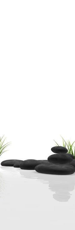 Duschrückwand - Ruhiges Steine Gefilde mit Gras und Wasser