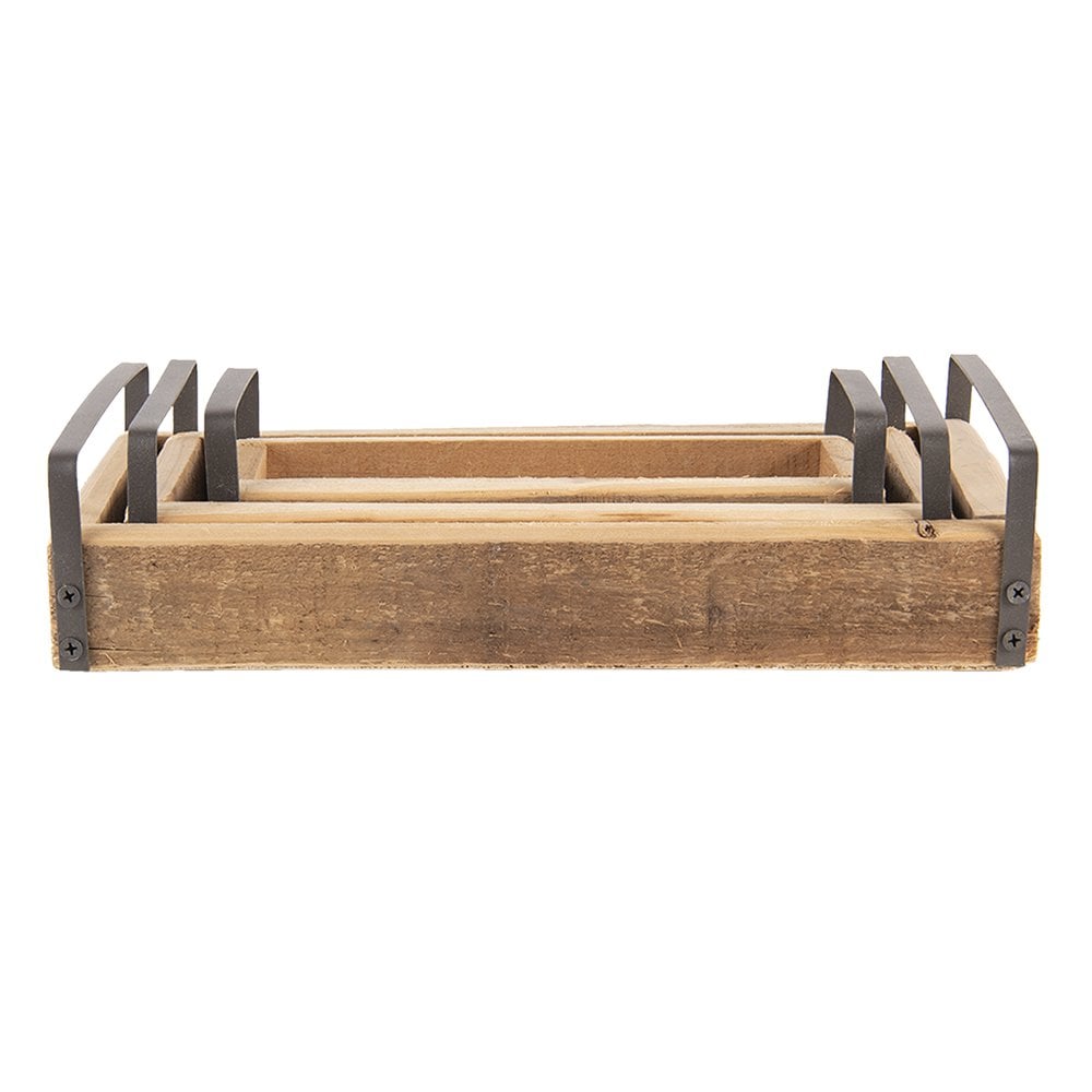 Dekorationsschale Set 3 braunes Holz -Serviergericht