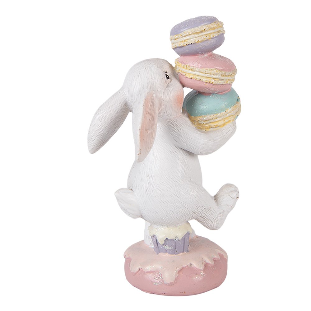 Dekorationsstatue Hase 8x6x14 cm Weißer Kunststoff