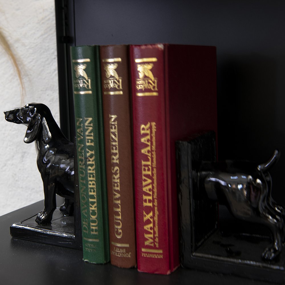 BookRests Set von 2 Hund 25x9x15 cm schwarze Polyresin -Buchhalter