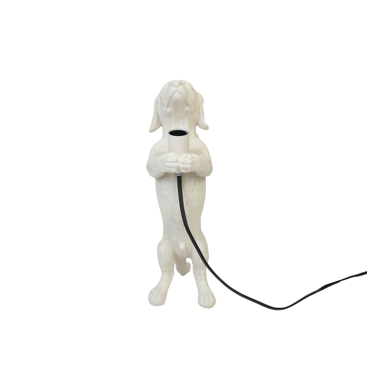 Tischlampe - Dackellampe - Polyresin - Cremeweiß - E14 - 10x15x38cm
