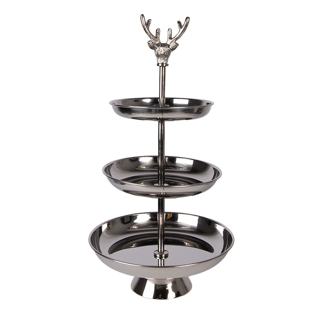Etagere 3-lagig Ø 26x48 cm Silberfarbenes Aluminium