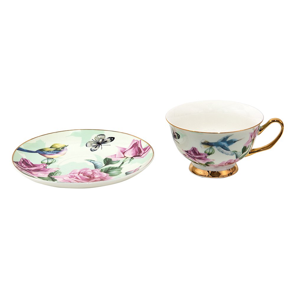 Tasse und Untertasse 12x10x6 cm / Ø 15x2 cm / 200 ml