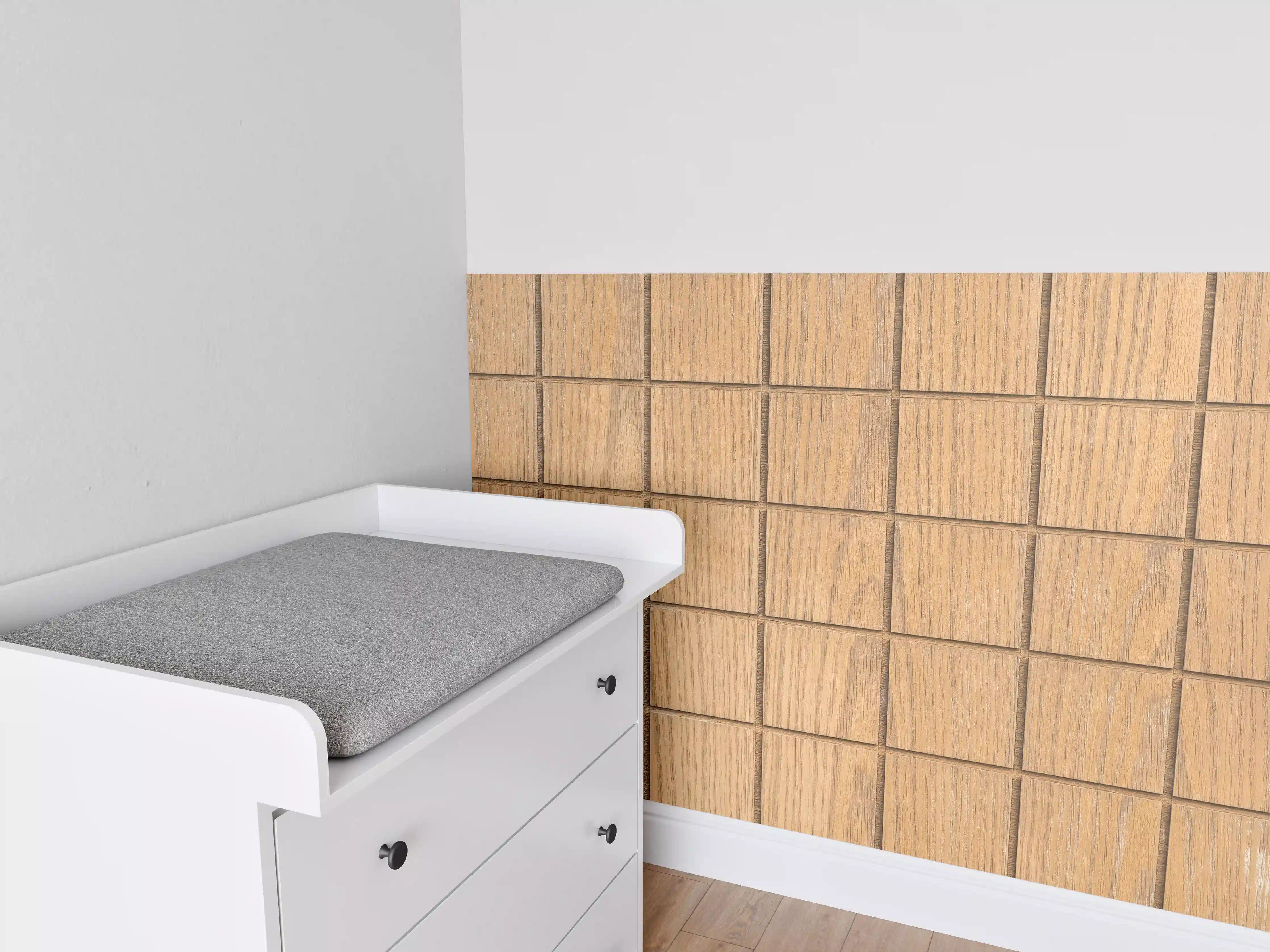 Babyzimmer Wandgestaltung - Braunes quadratisches Holzmuster
