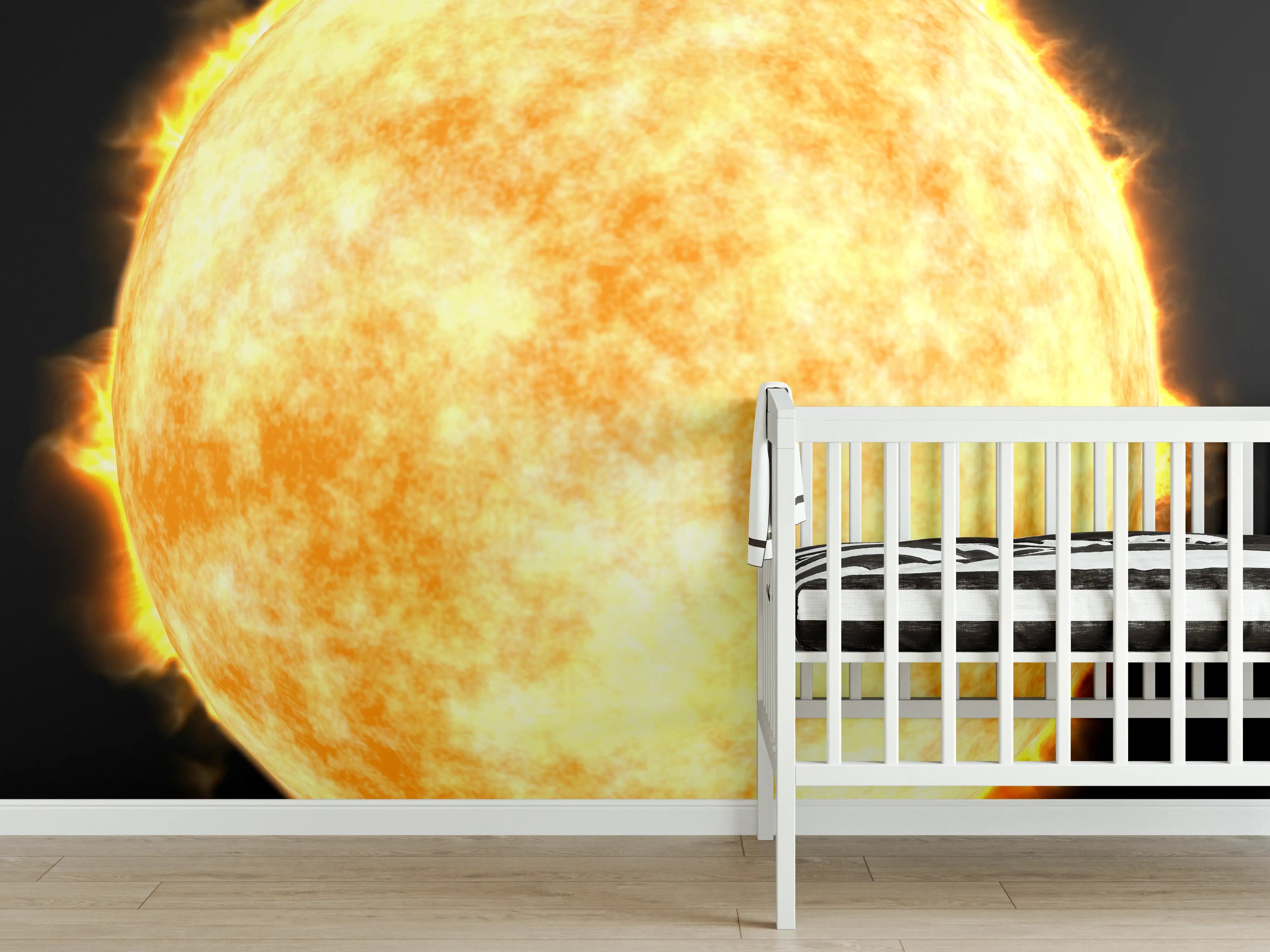 Babyzimmer Wandgestaltung - Sonne auf Schwarzem Hintergrund