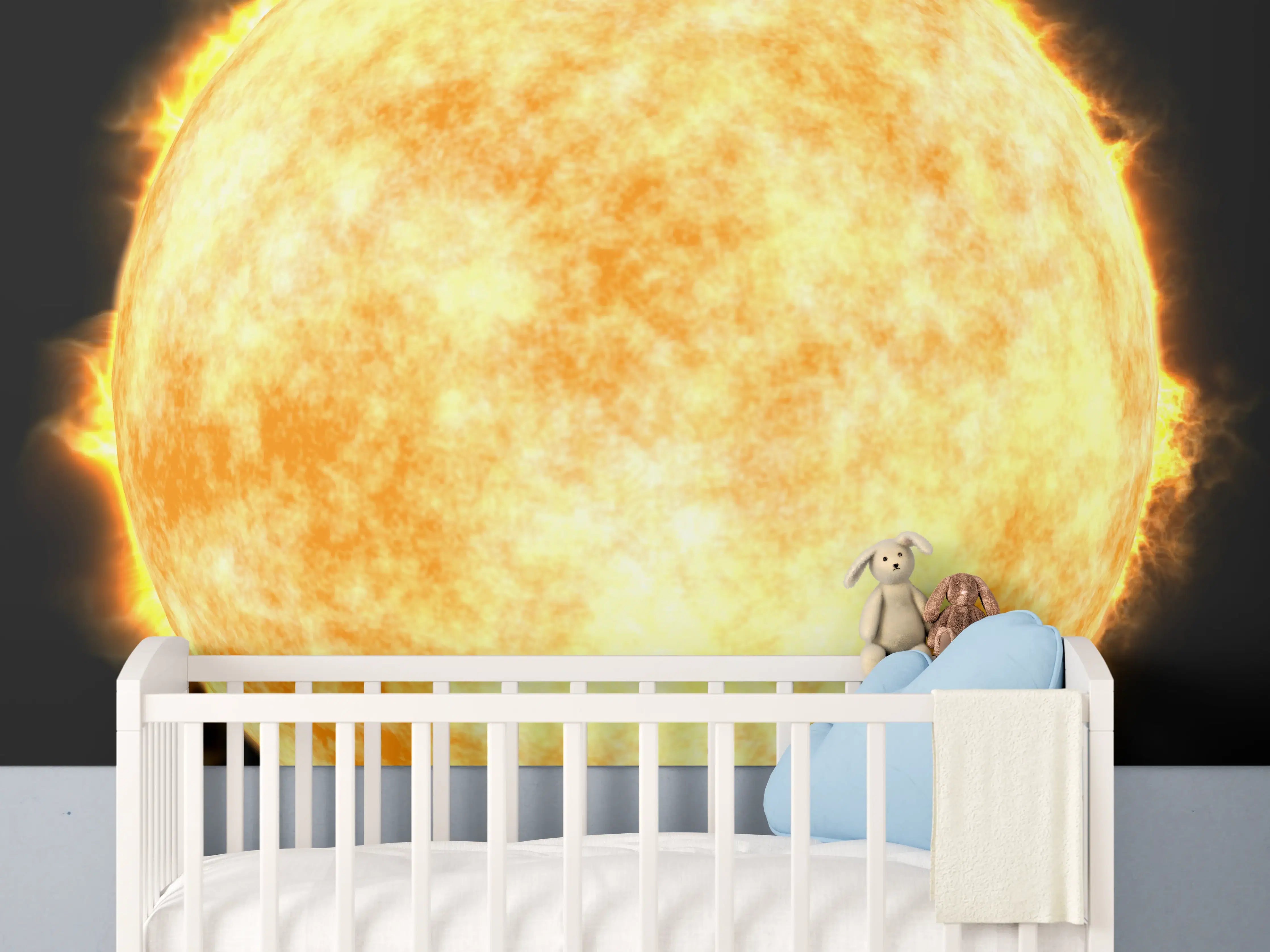 Babyzimmer Wandgestaltung - Sonne auf Schwarzem Hintergrund