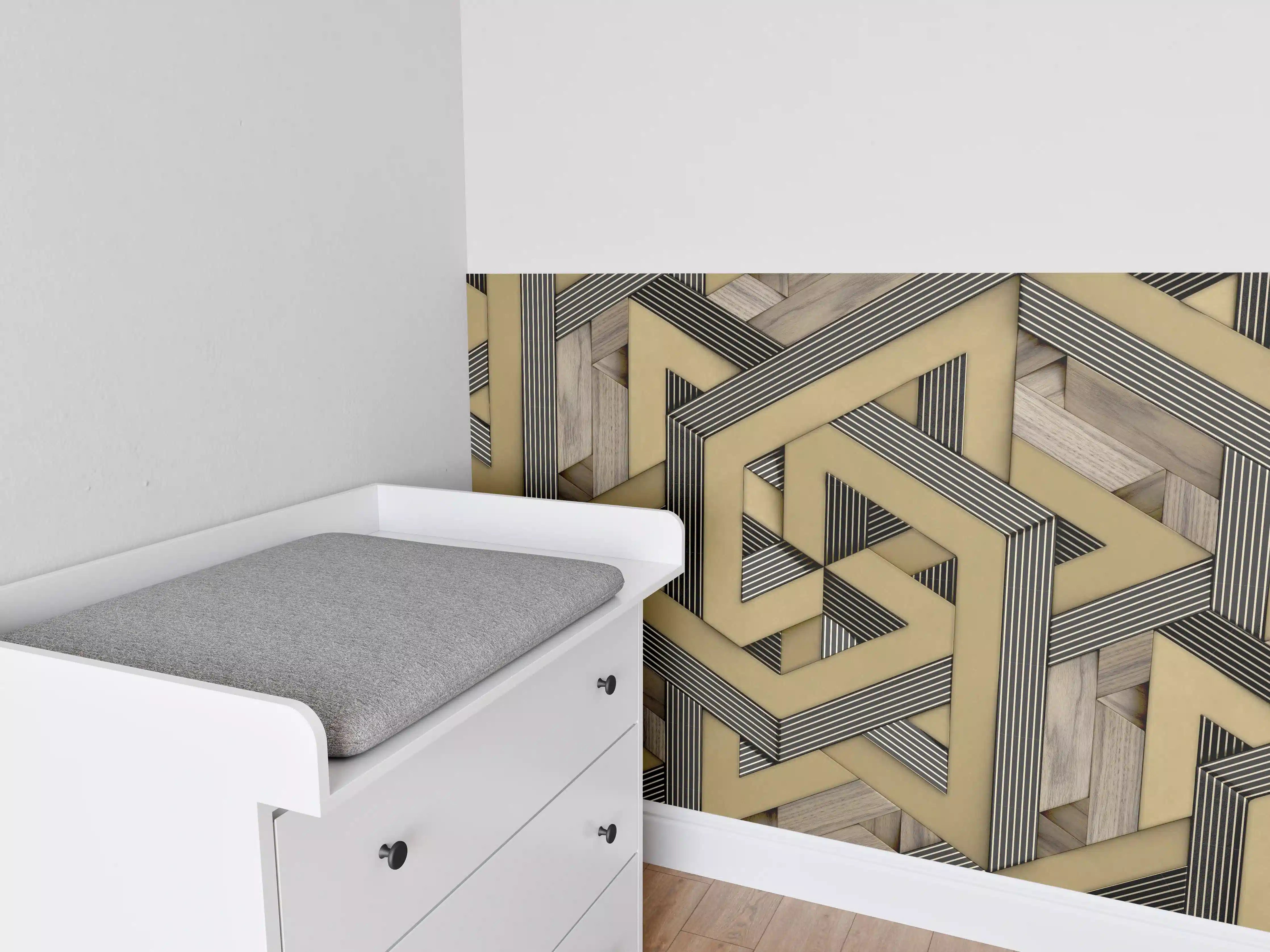 Babyzimmer Wandgestaltung - 3D- Tapeten Muster - Mosaik
