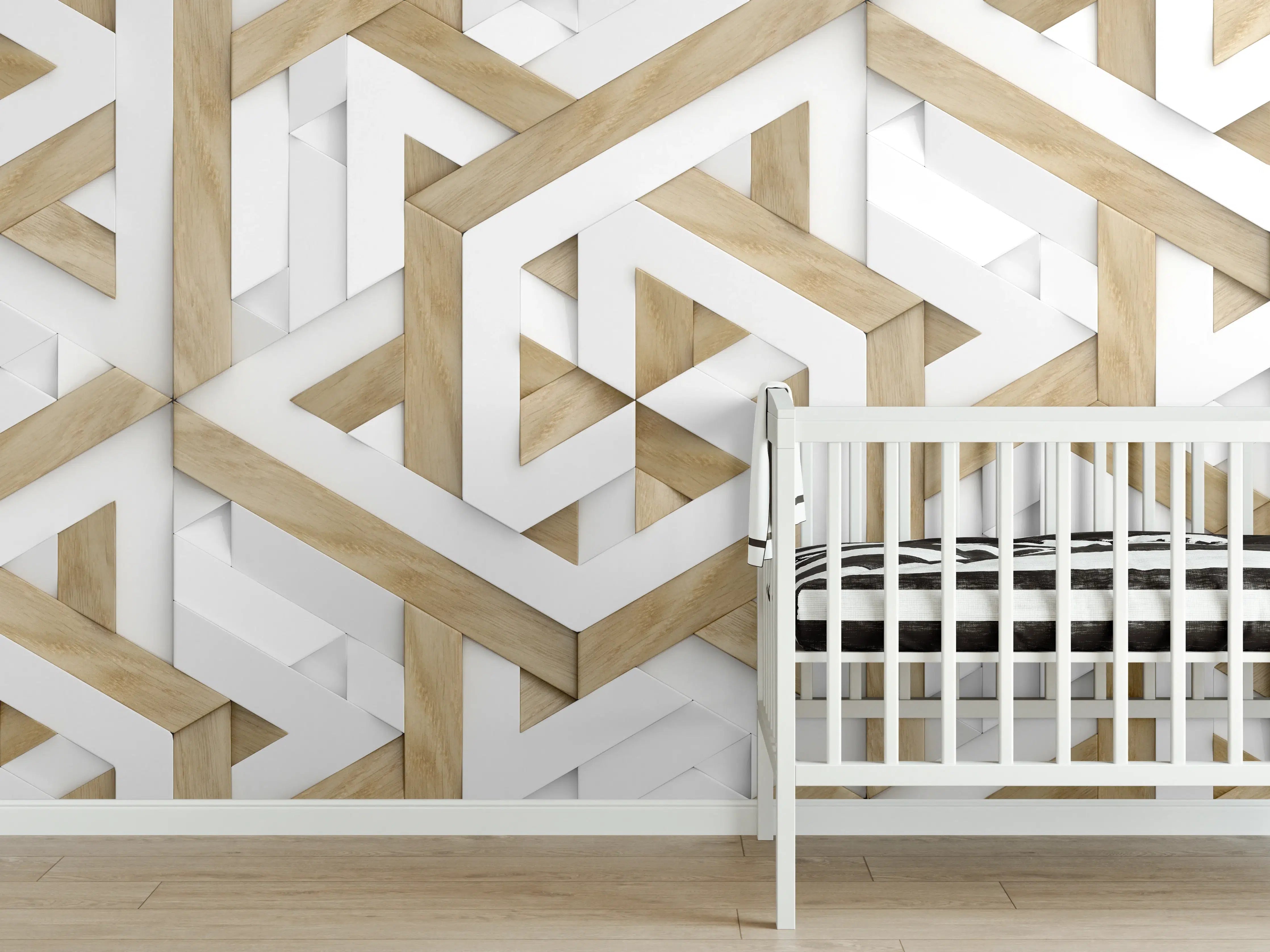 Babyzimmer Wandgestaltung - 3D Tapete - Mosaik Muster