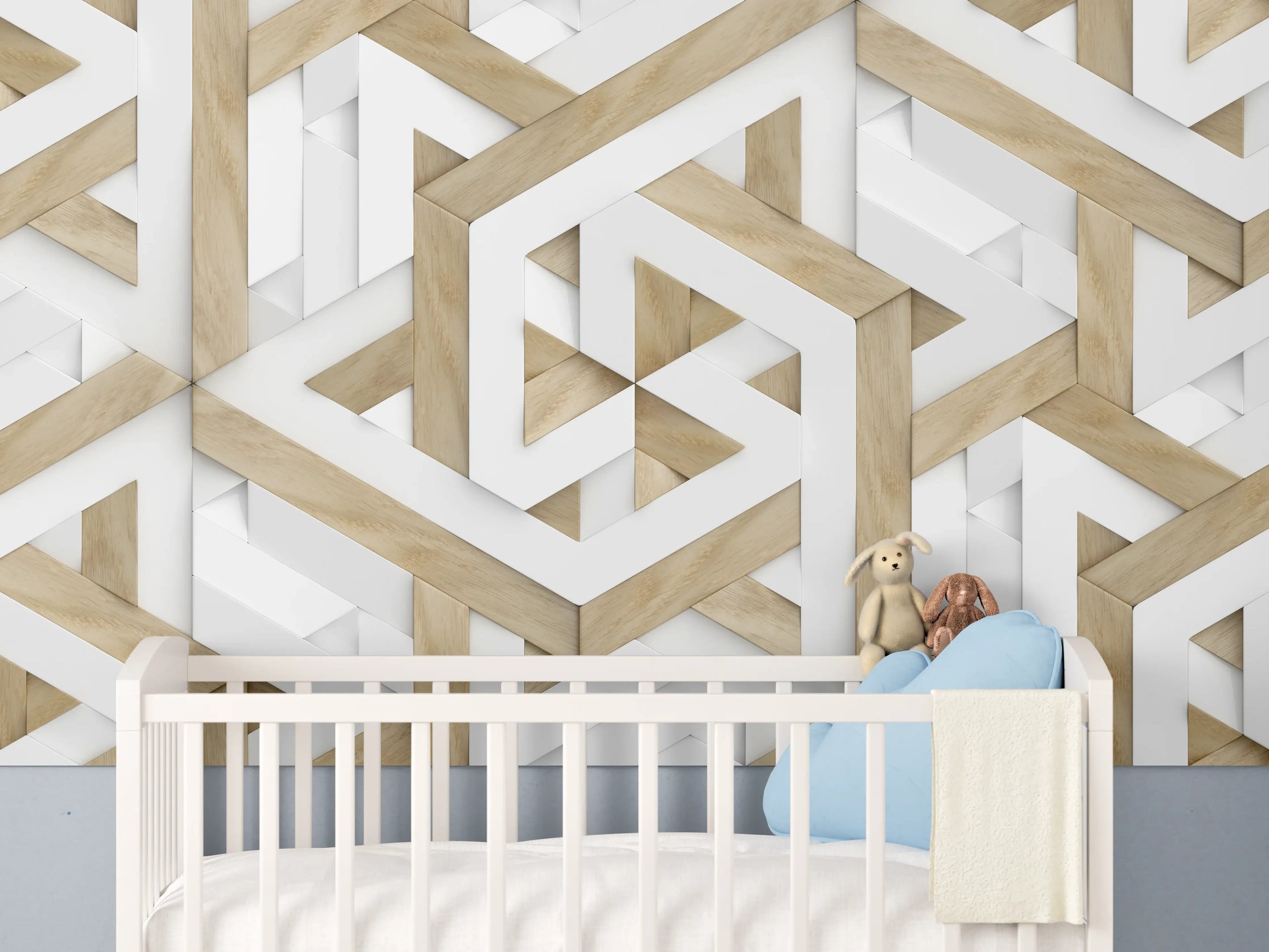 Babyzimmer Wandgestaltung - 3D Tapete - Mosaik Muster