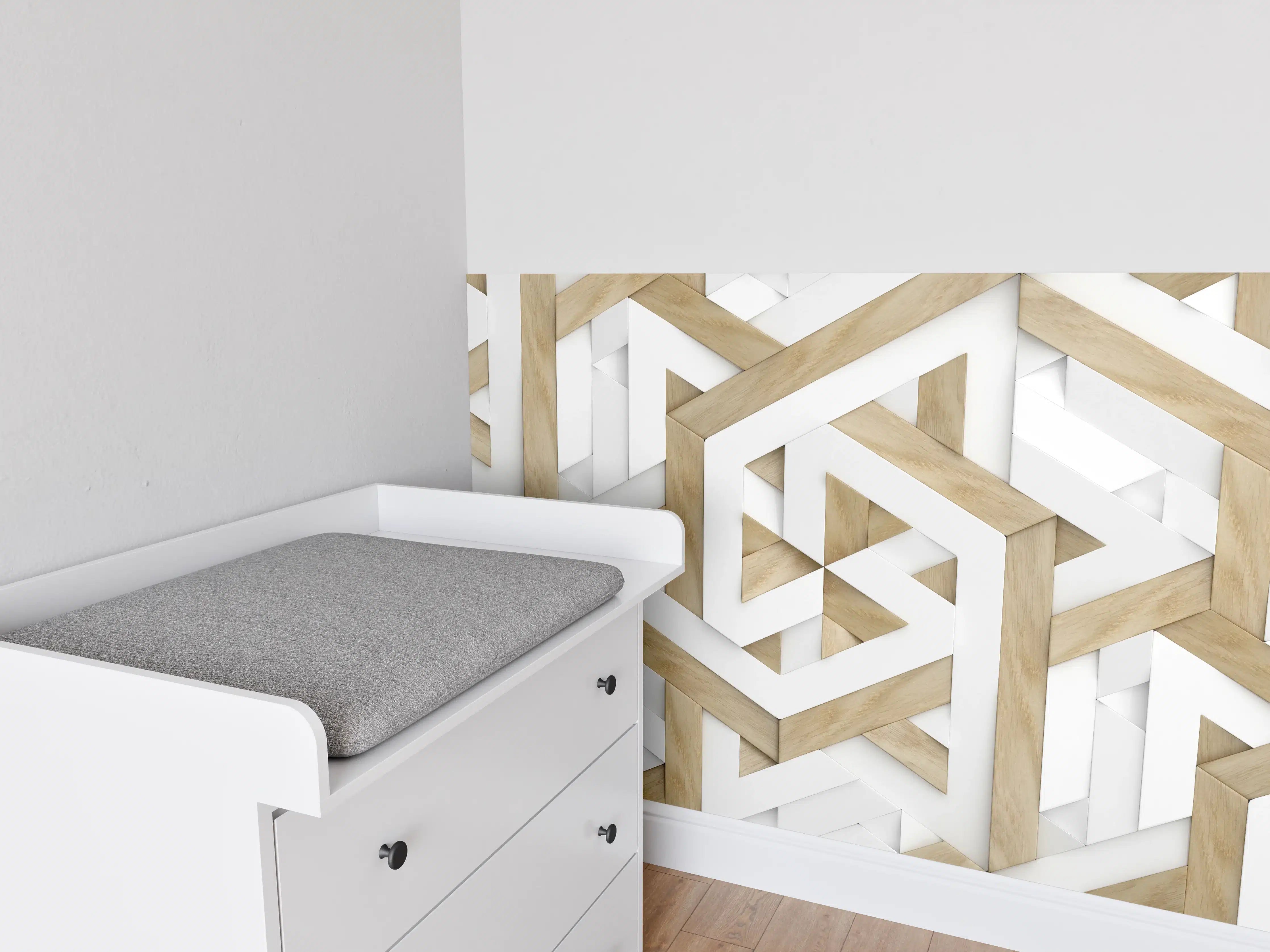 Babyzimmer Wandgestaltung - 3D Tapete - Mosaik Muster