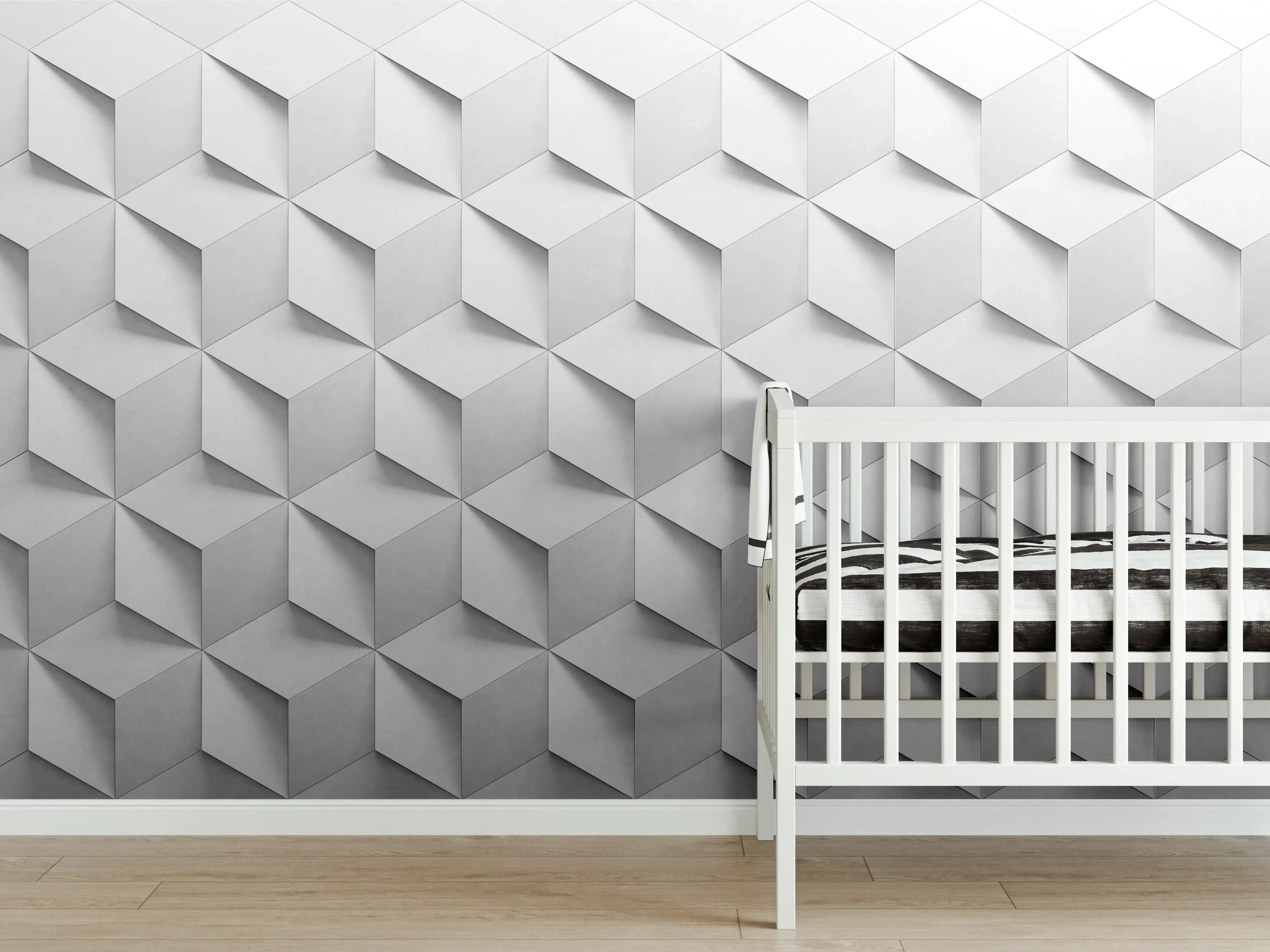 Babyzimmer Wandgestaltung - 3D-Weiß-Grau-Wandtextur