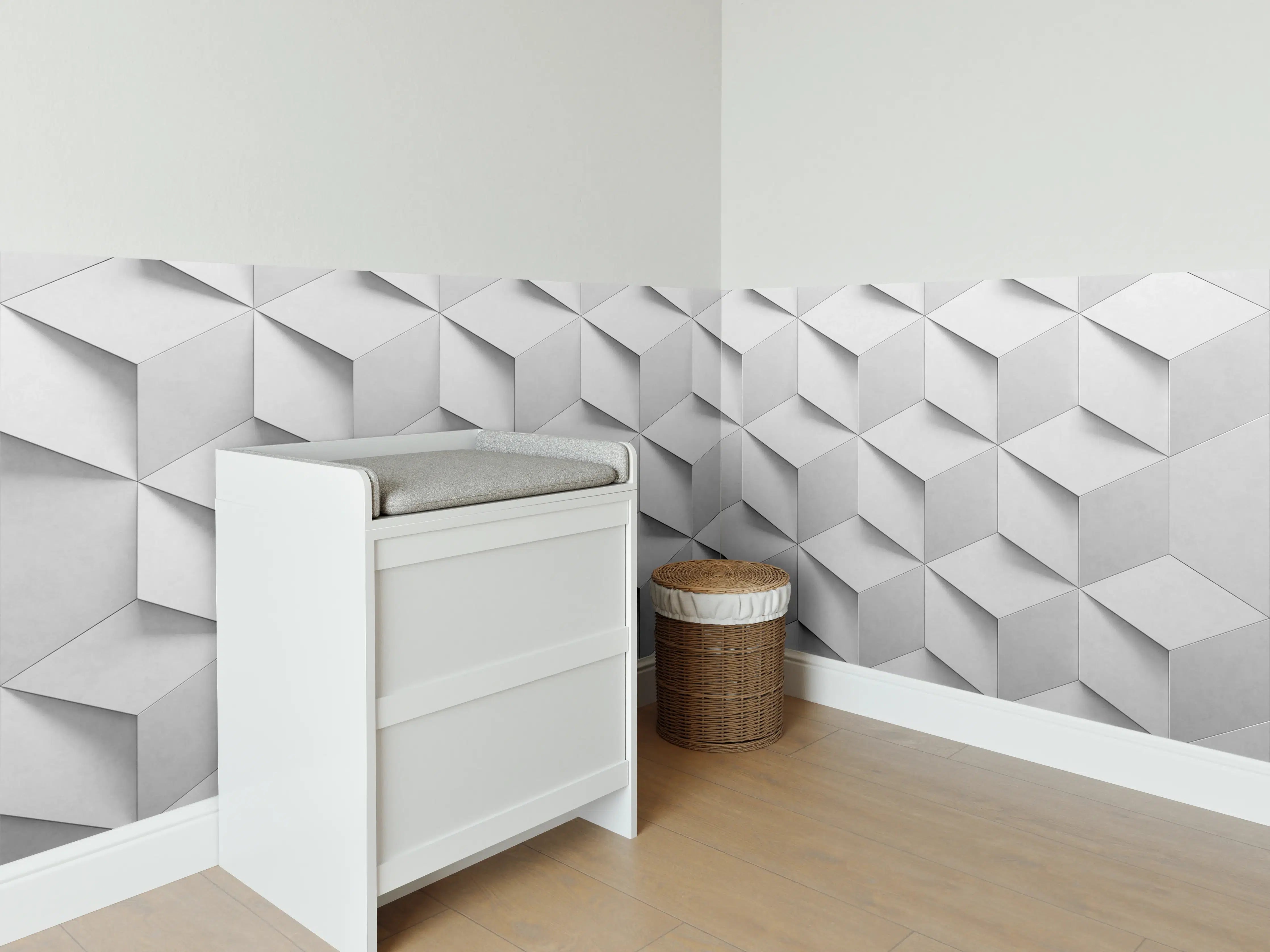 Babyzimmer Wandgestaltung - 3D-Weiß-Grau-Wandtextur