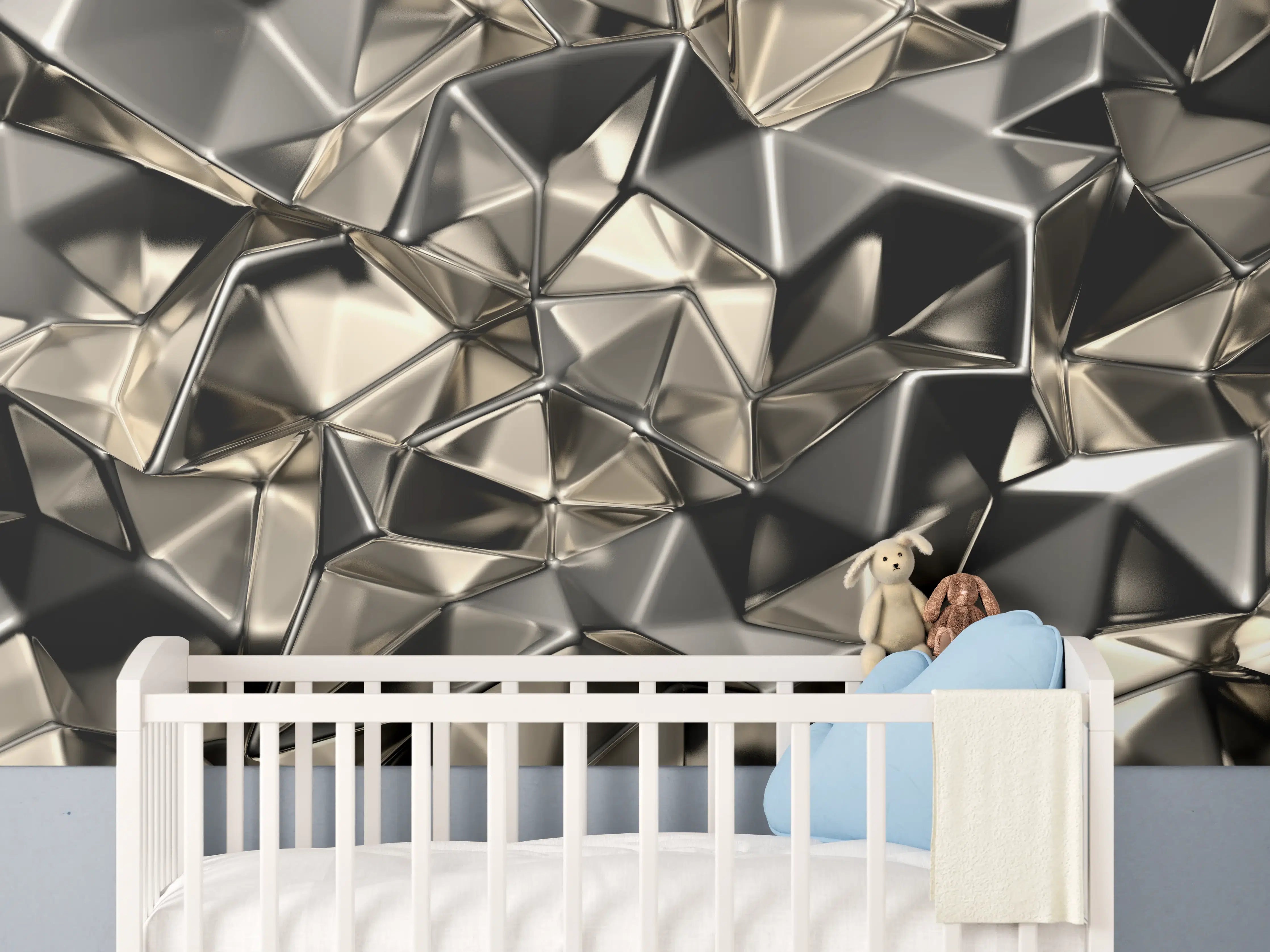 Babyzimmer Wandgestaltung - Abstract Metallic Triangle Pattern