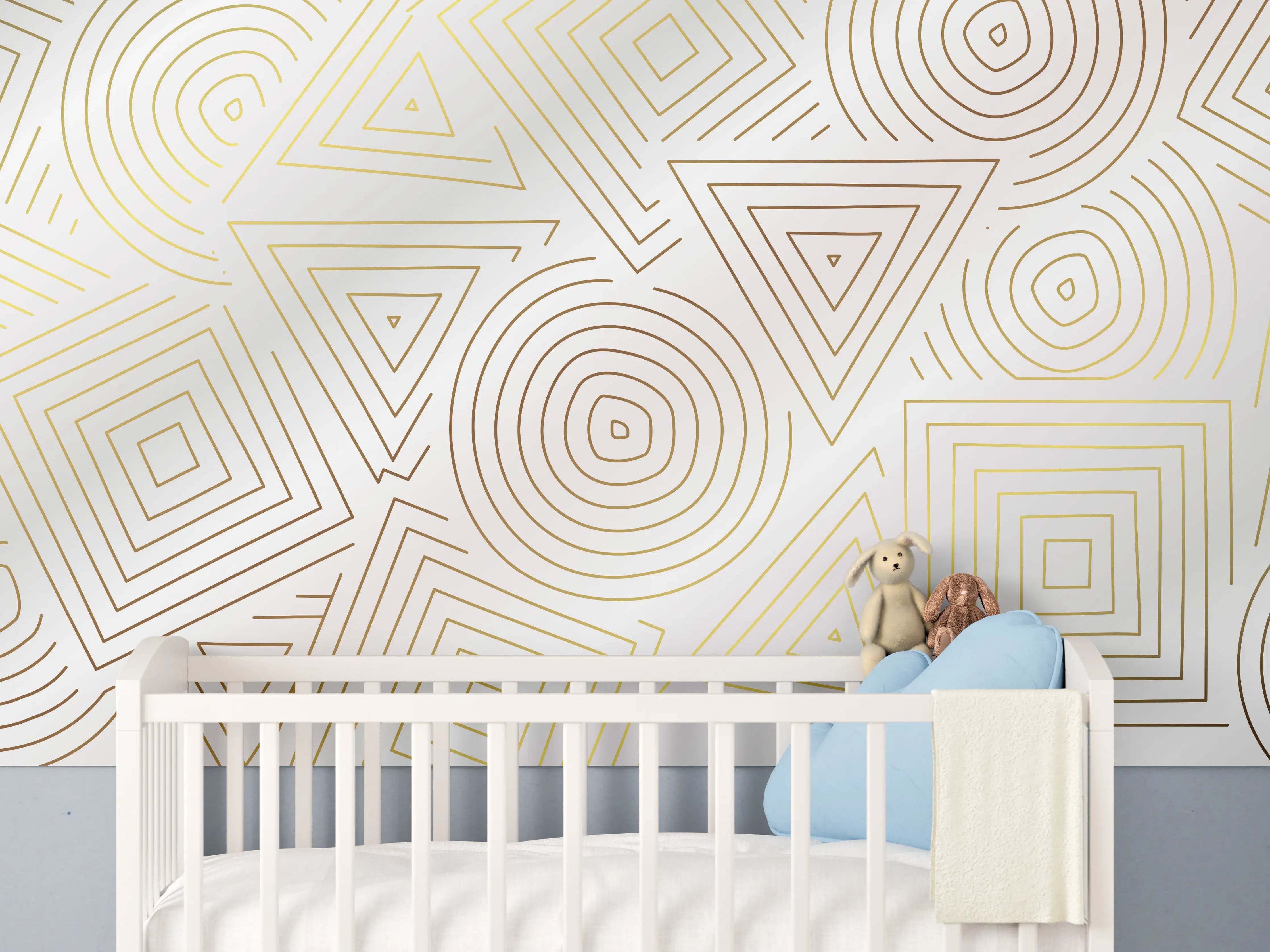 Babyzimmer Wandgestaltung - Abstrakt Geometrische Linien Kunst