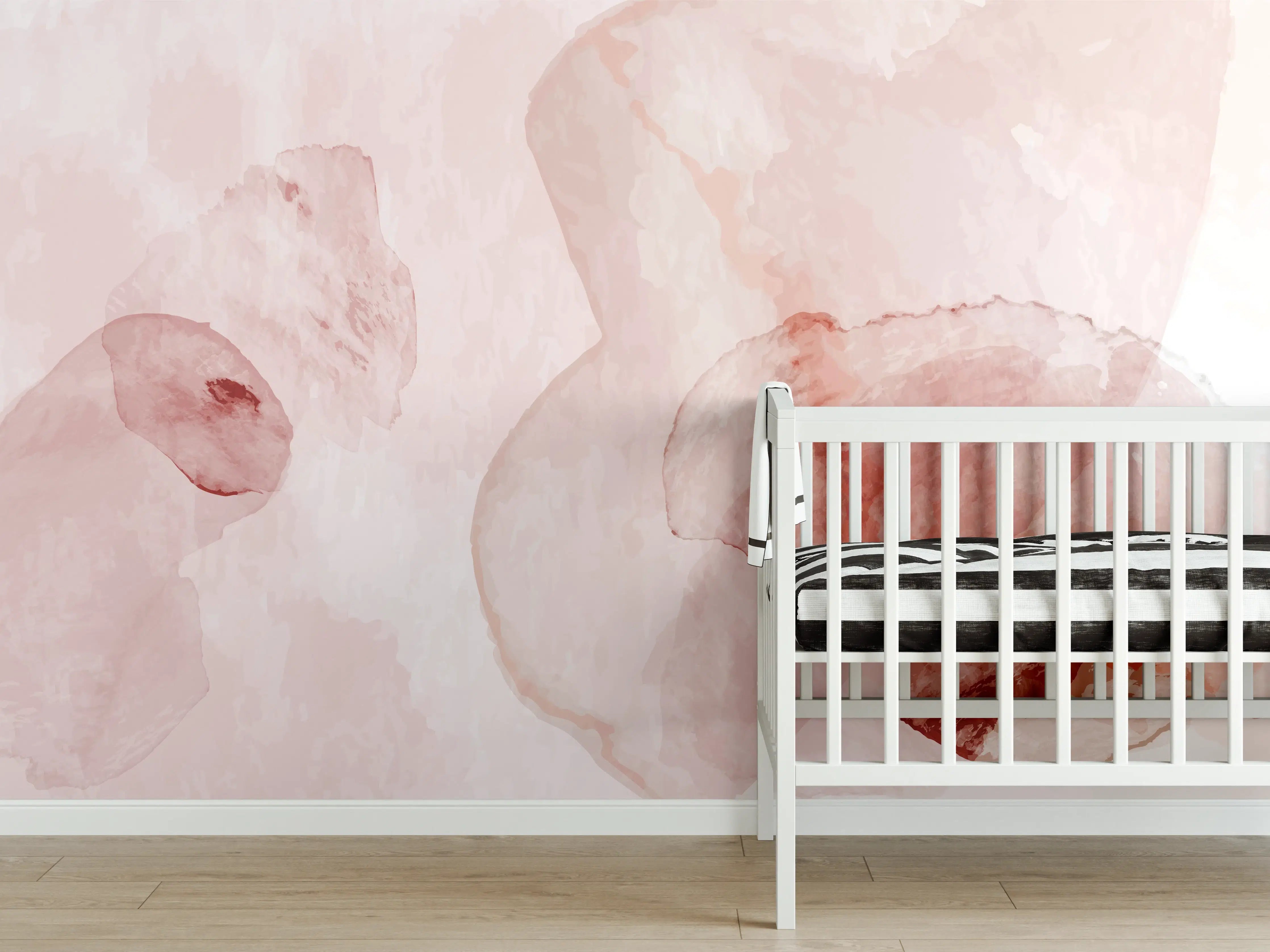 Babyzimmer Wandgestaltung - Abstrakte Aquarell Rosa Töne