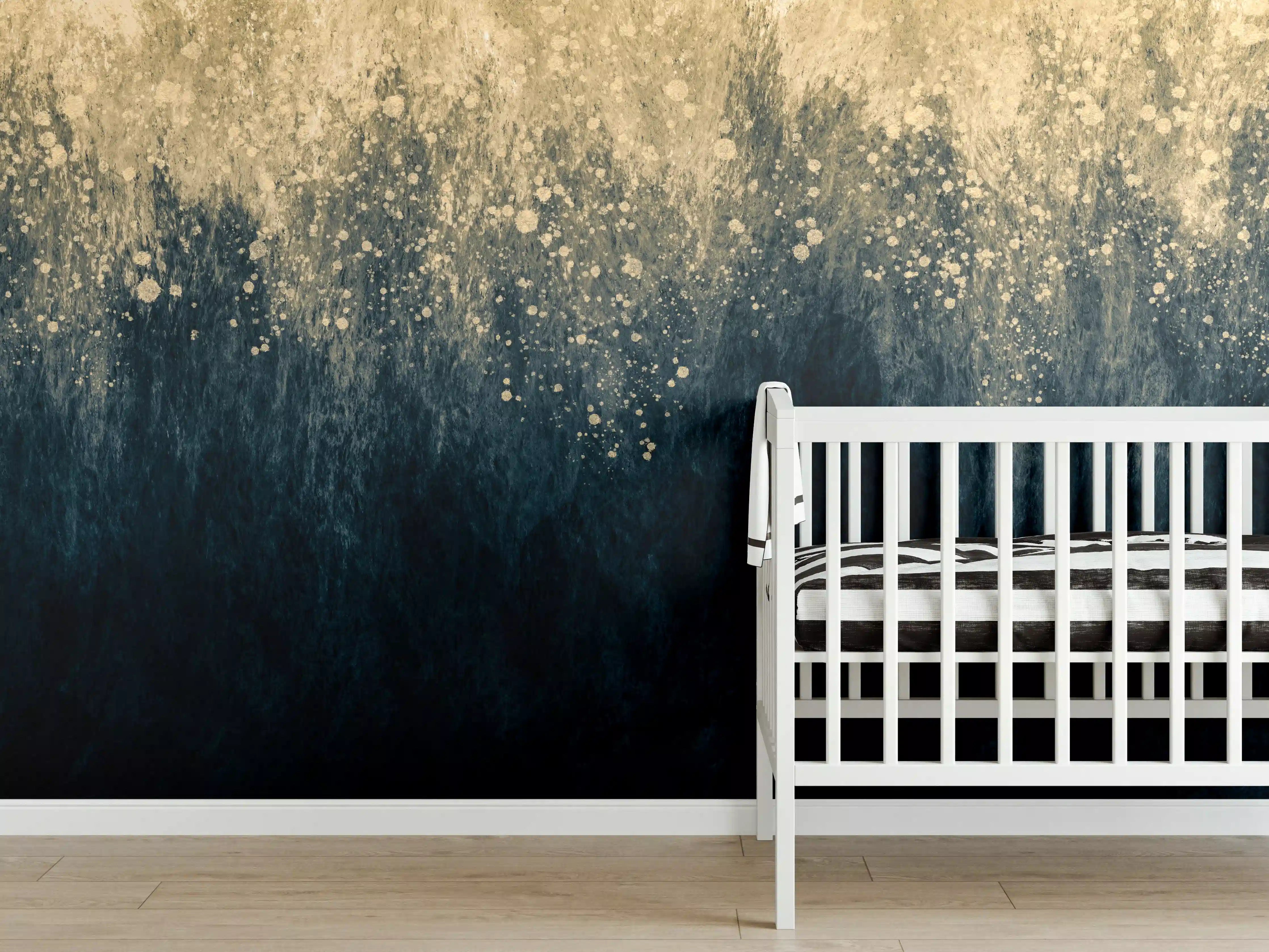 Babyzimmer Wandgestaltung - Abstrakte Aquarellkunst - Vintage