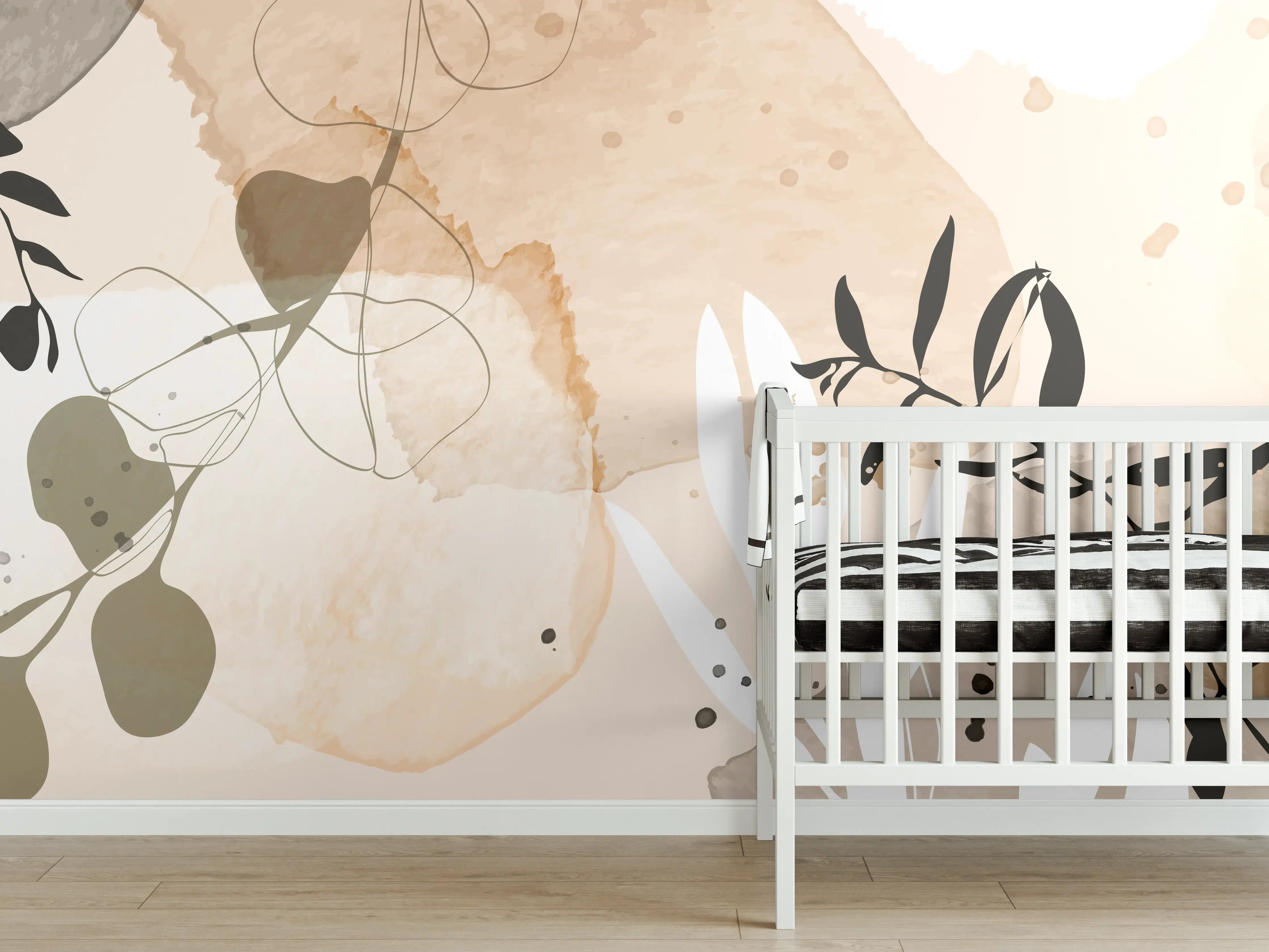 Babyzimmer Wandgestaltung - Abstrakte Beige-Töne Kunst
