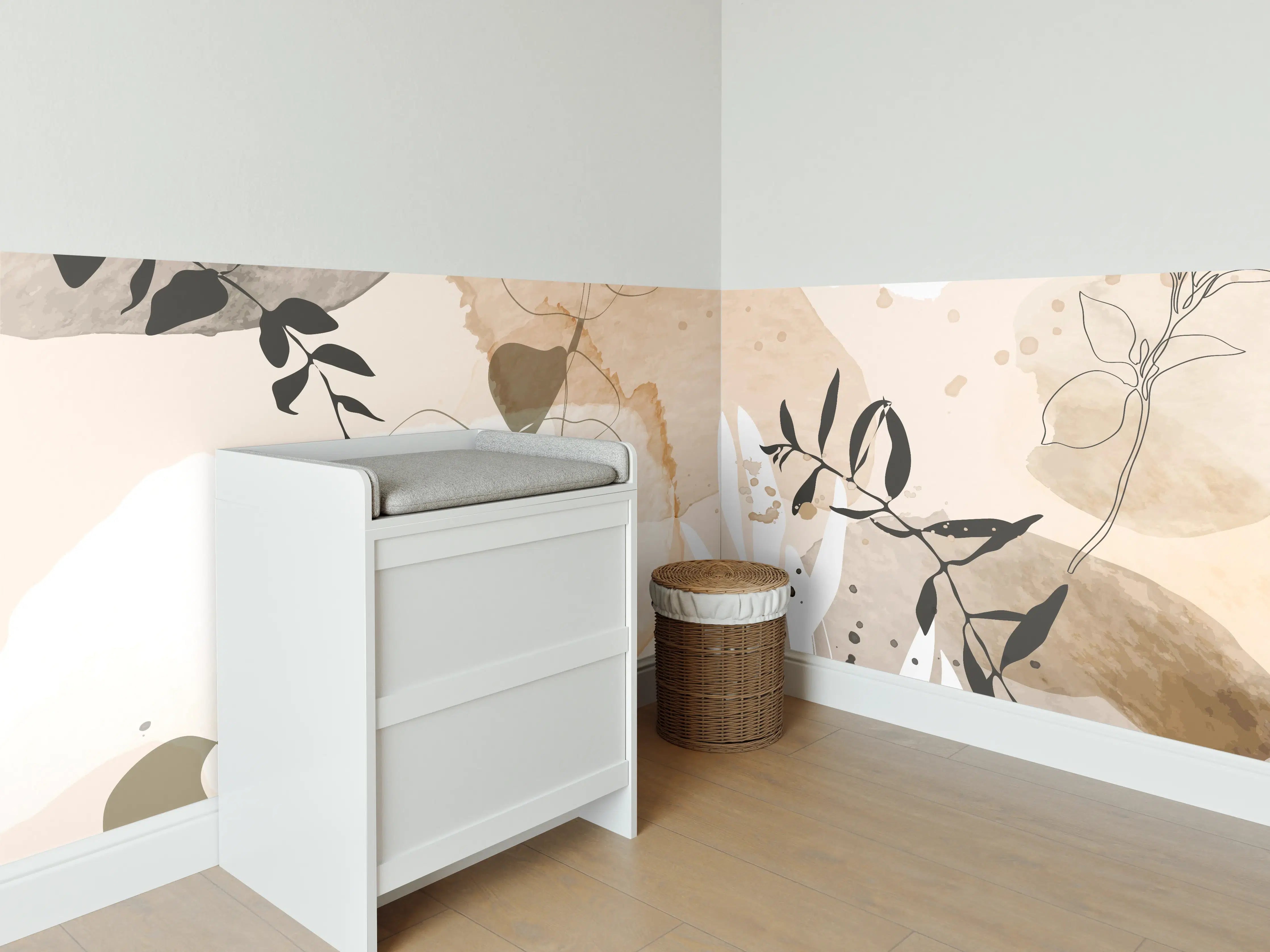 Babyzimmer Wandgestaltung - Abstrakte Beige-Töne Kunst