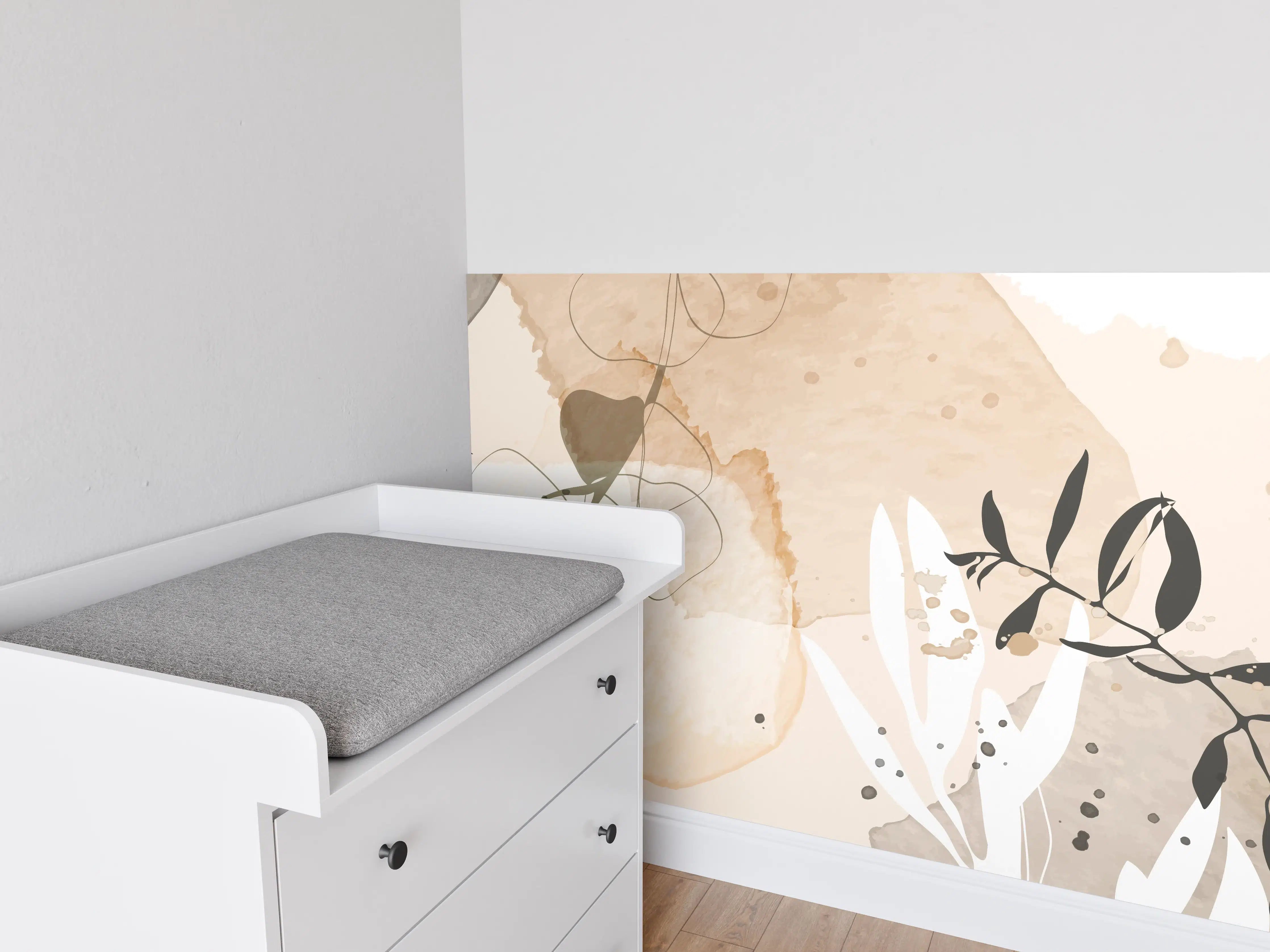 Babyzimmer Wandgestaltung - Abstrakte Beige-Töne Kunst