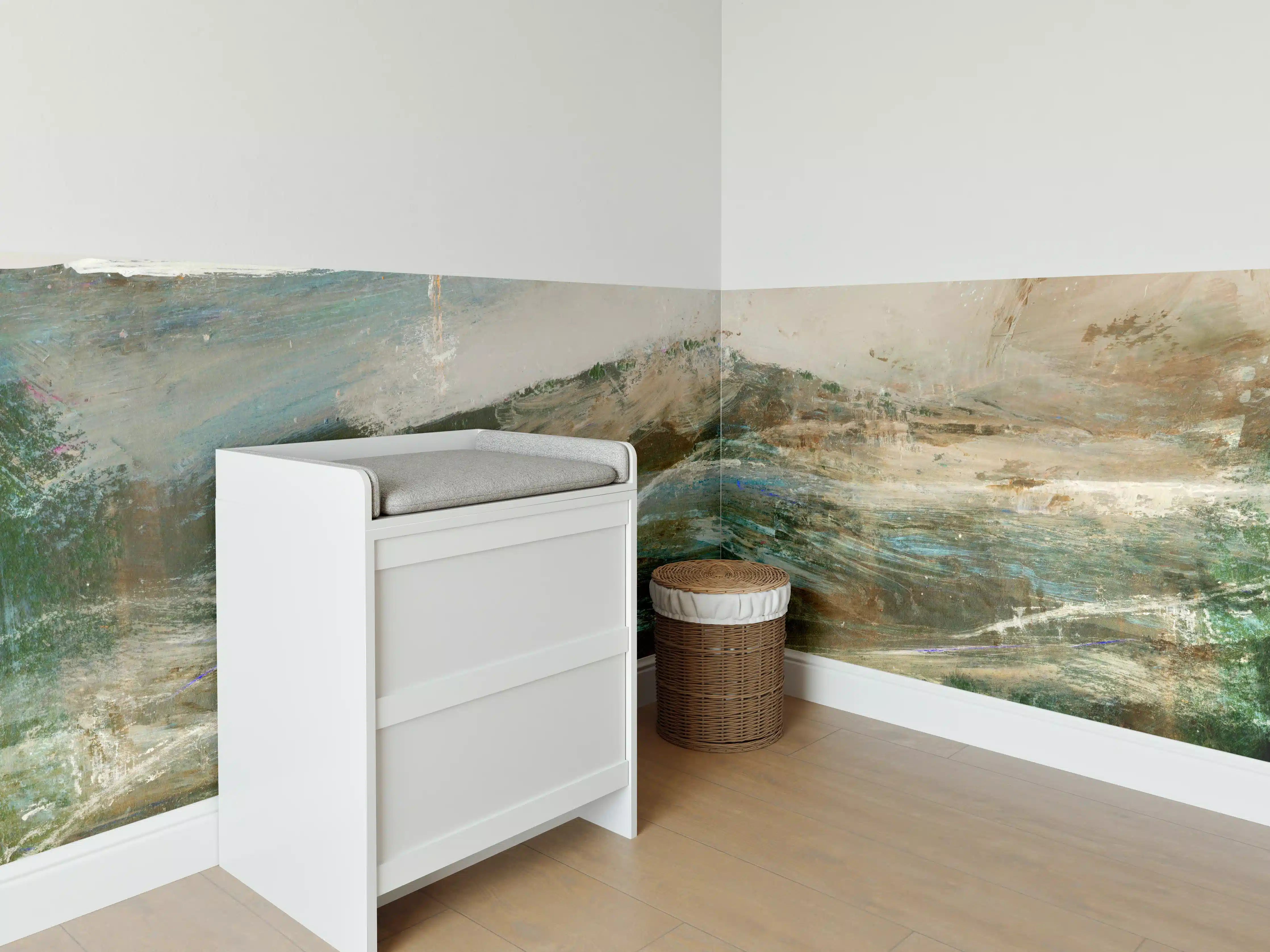 Babyzimmer Wandgestaltung - Abstrakte Berglandschaft Pastelltöne