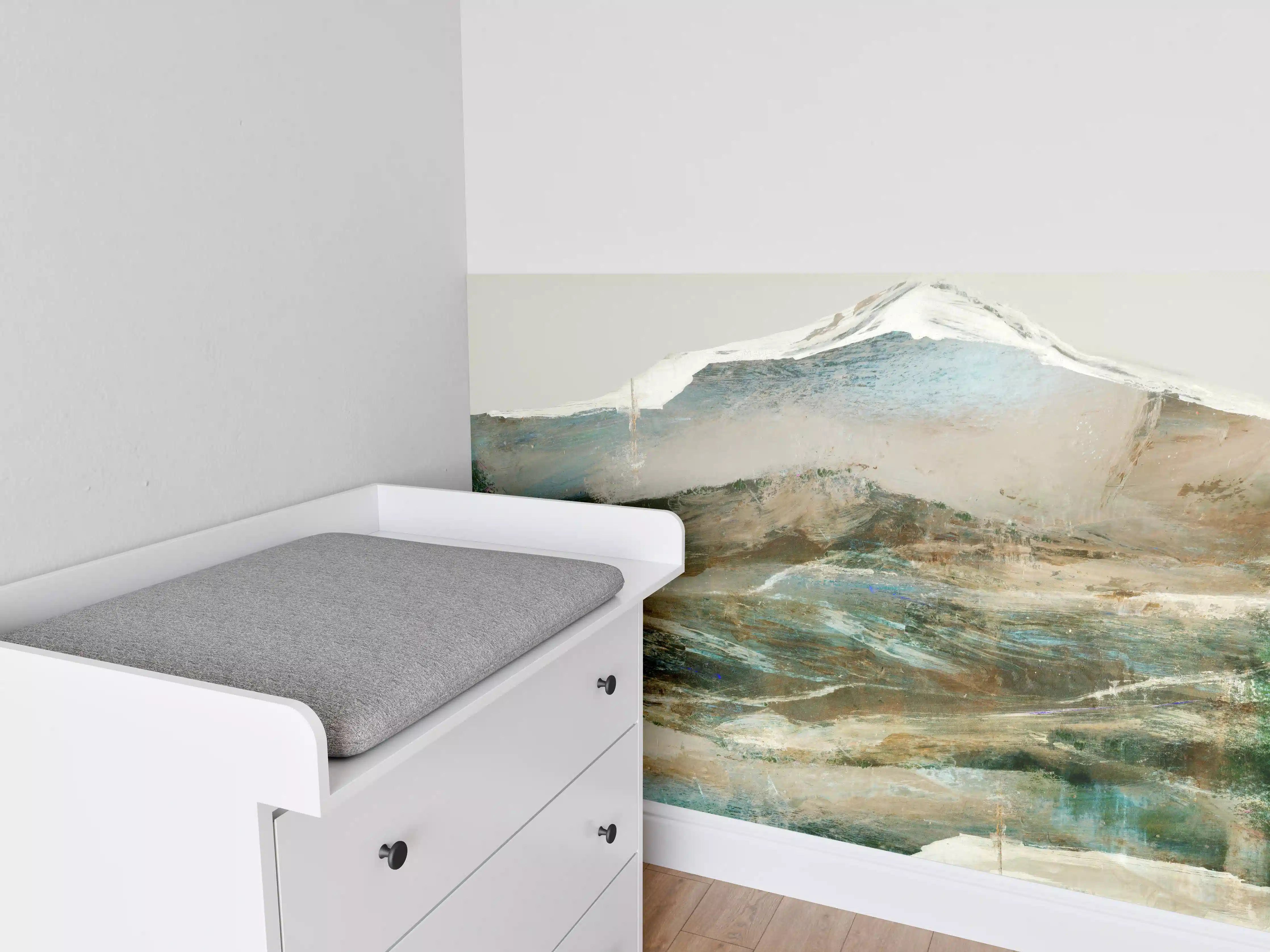 Babyzimmer Wandgestaltung - Abstrakte Berglandschaft Pastelltöne