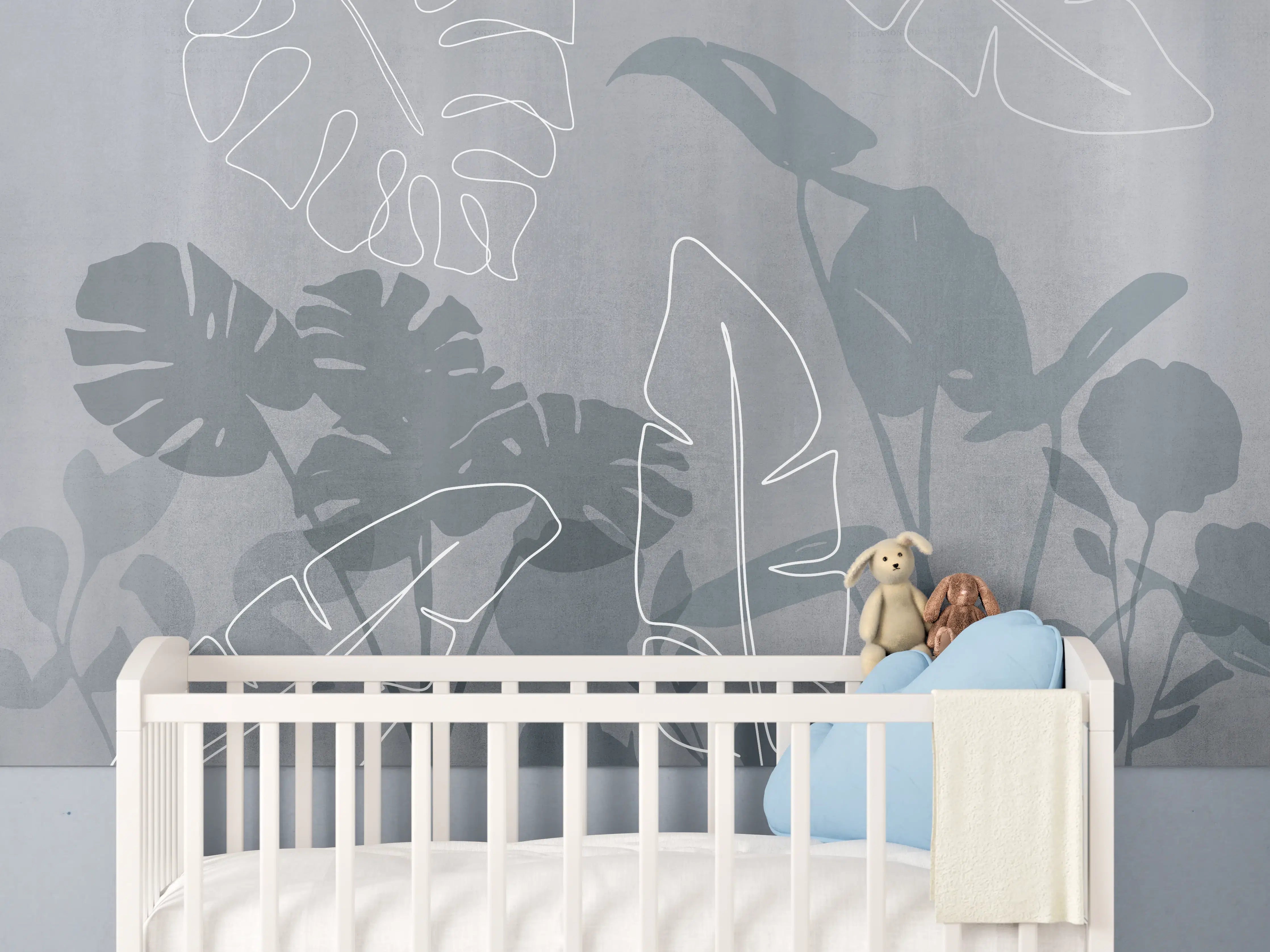 Babyzimmer Wandgestaltung - Abstrakte Blätter