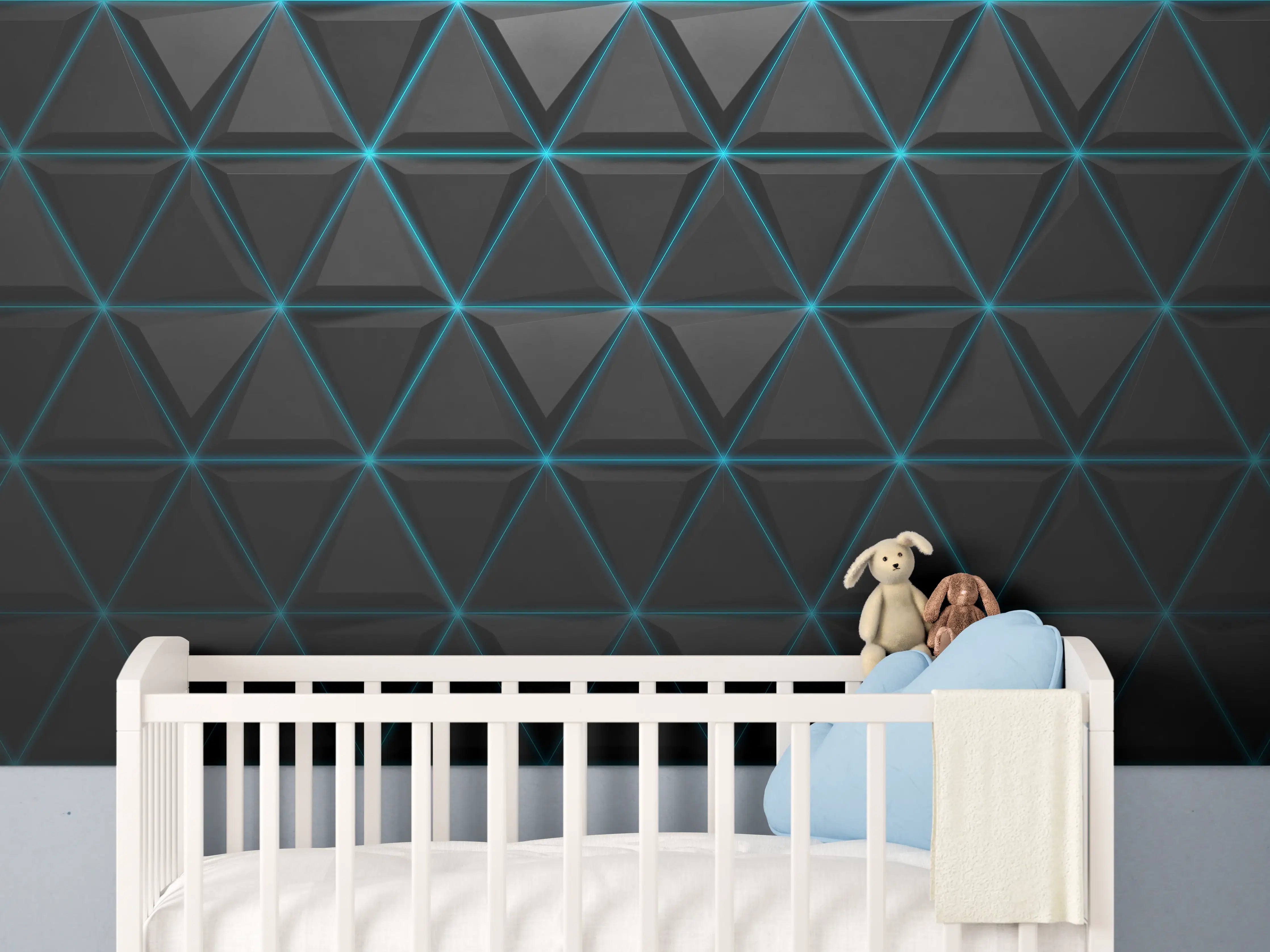 Babyzimmer Wandgestaltung - Abstrakte Blau-Schwarz Textur