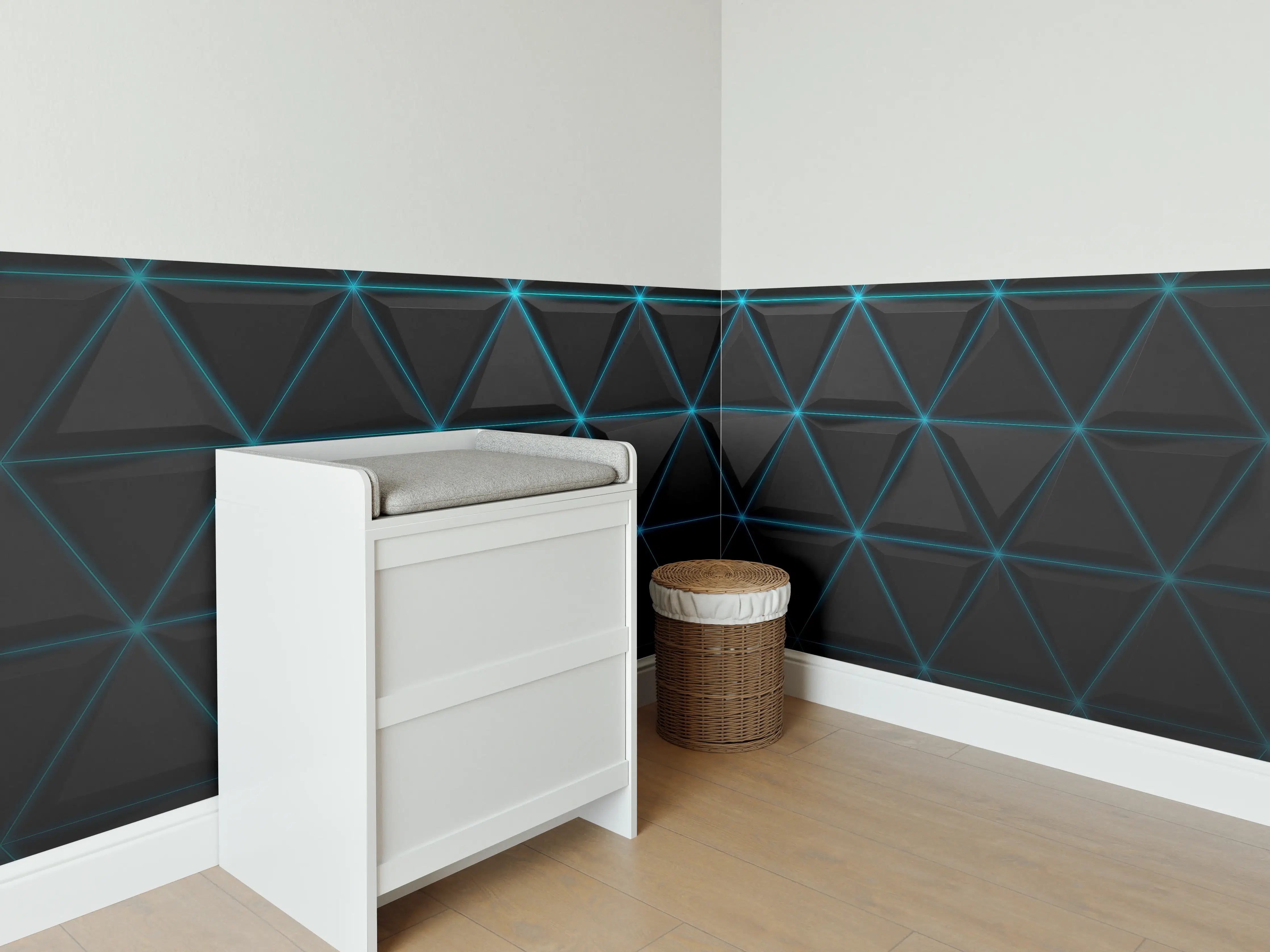 Babyzimmer Wandgestaltung - Abstrakte Blau-Schwarz Textur