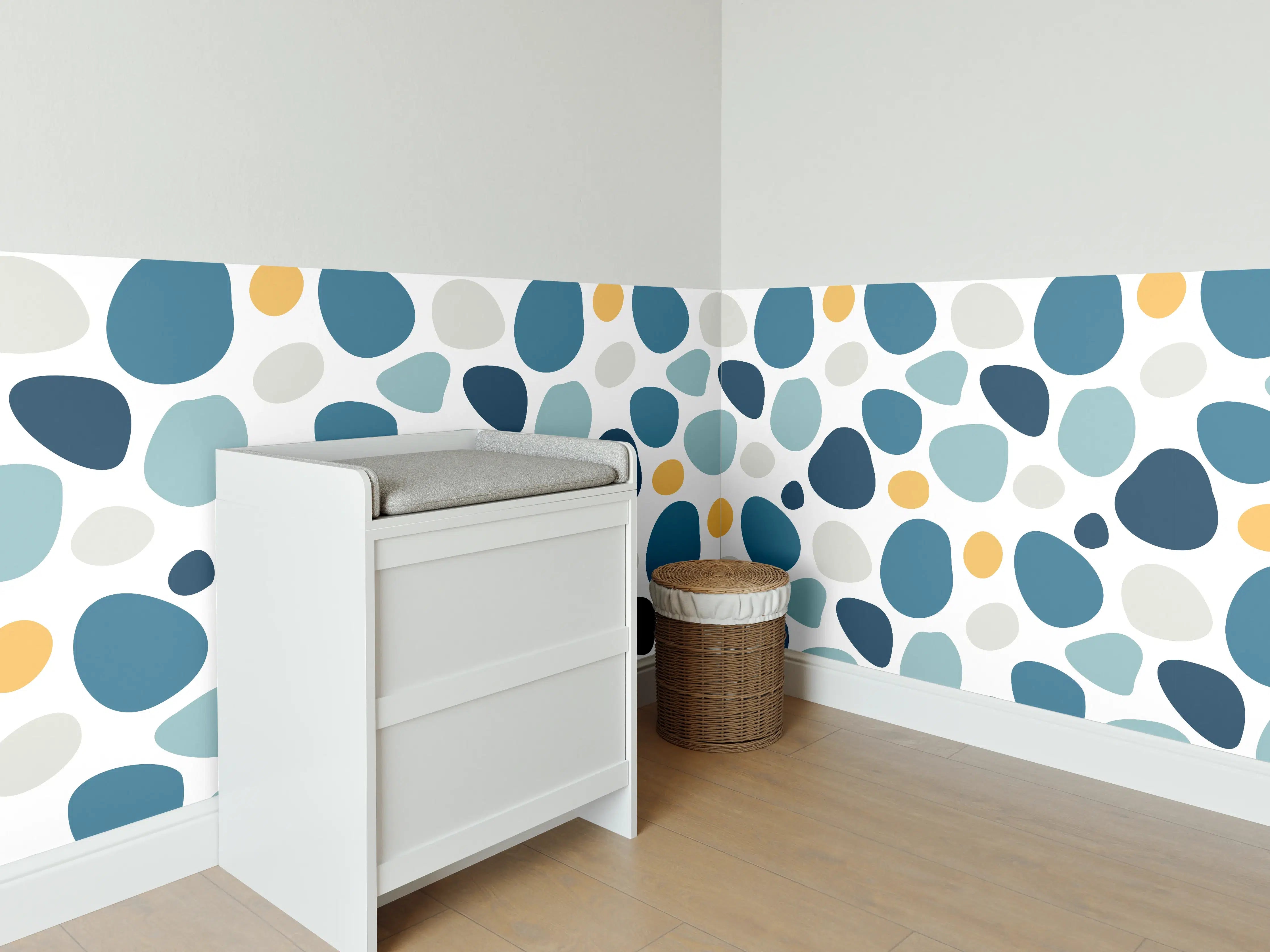 Babyzimmer Wandgestaltung - Abstrakte Blau-Weiße Musterung