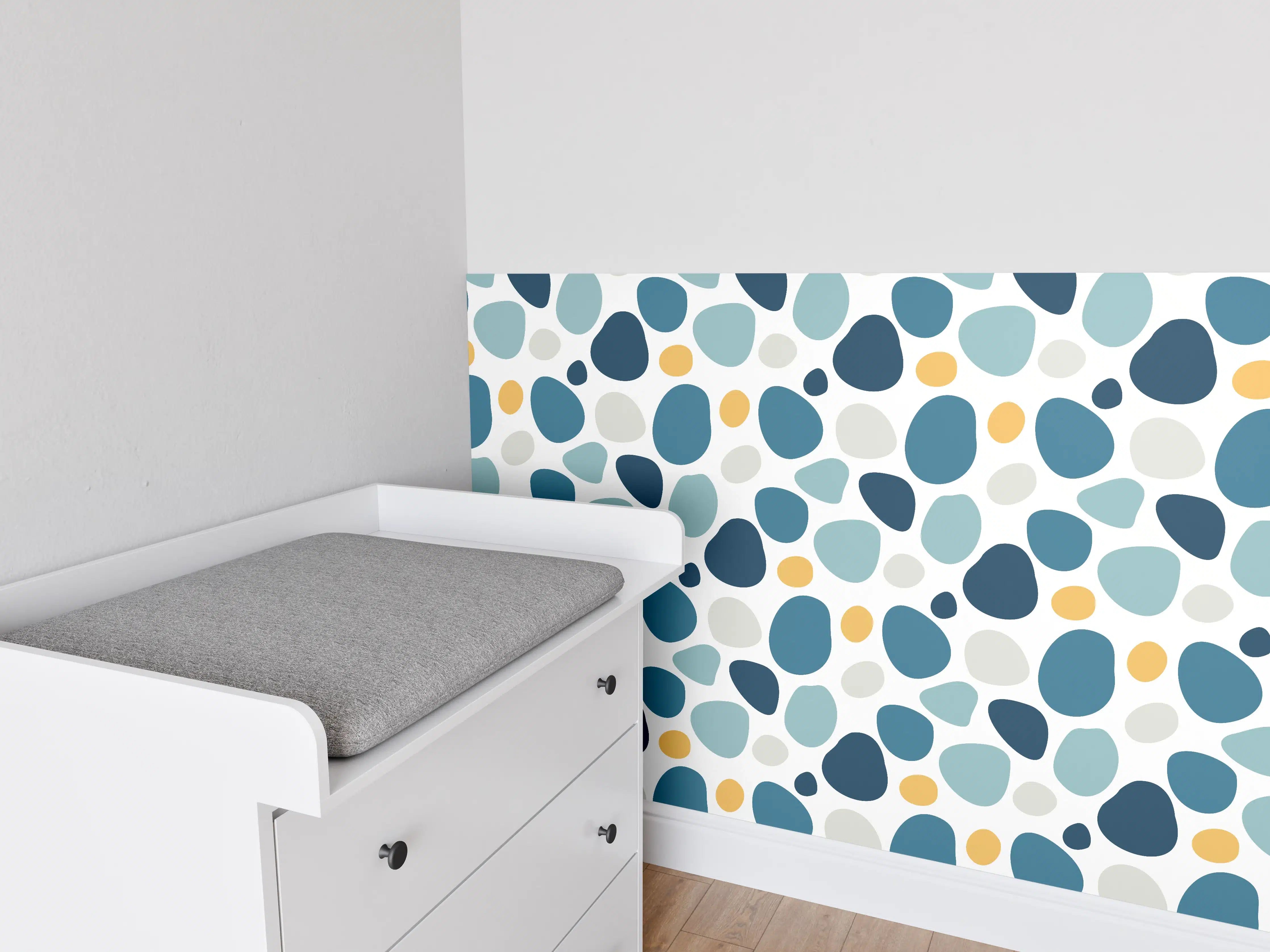 Babyzimmer Wandgestaltung - Abstrakte Blau-Weiße Musterung