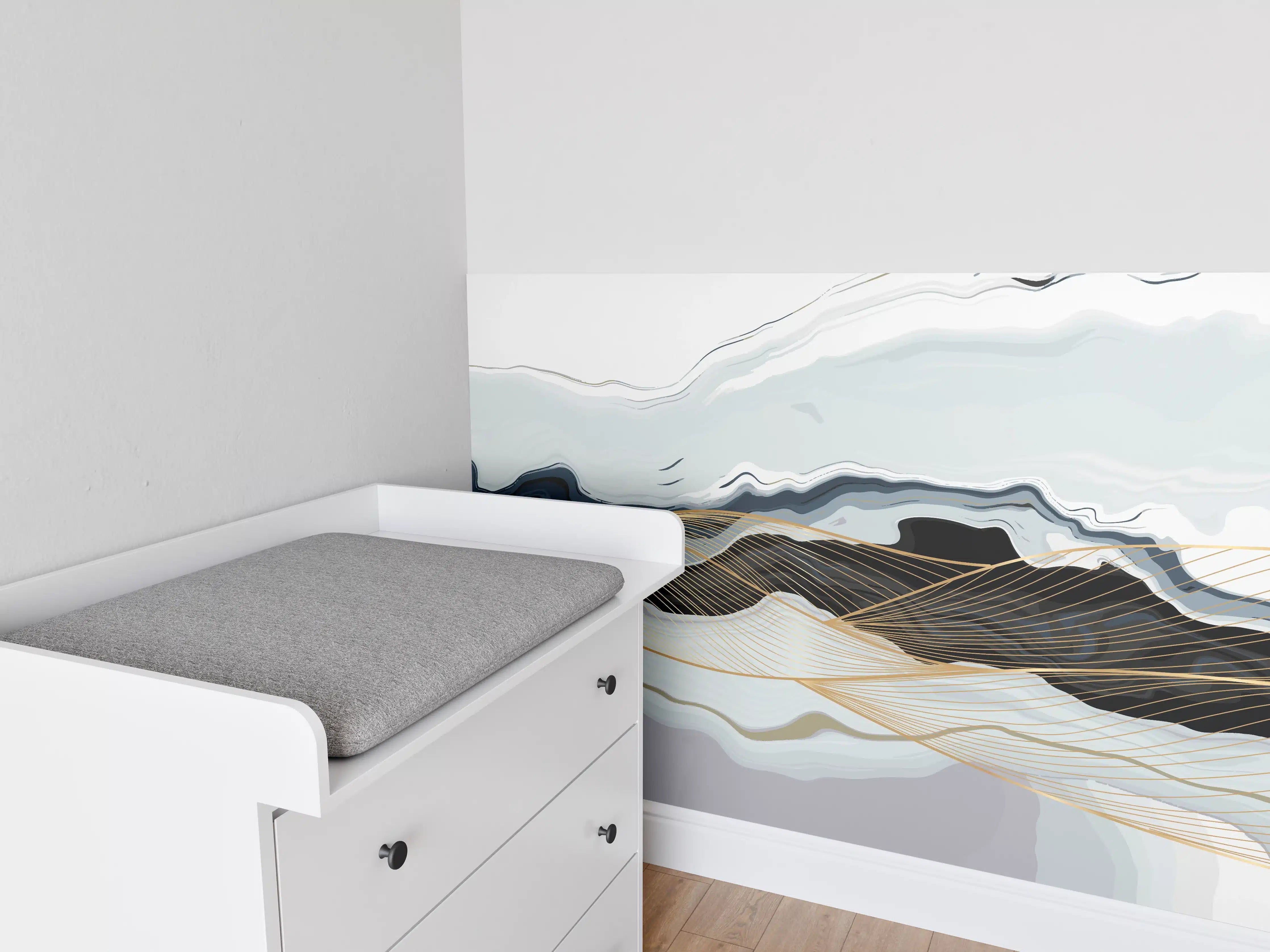 Babyzimmer Wandgestaltung - Abstrakte Erdtöne Wellenlinien