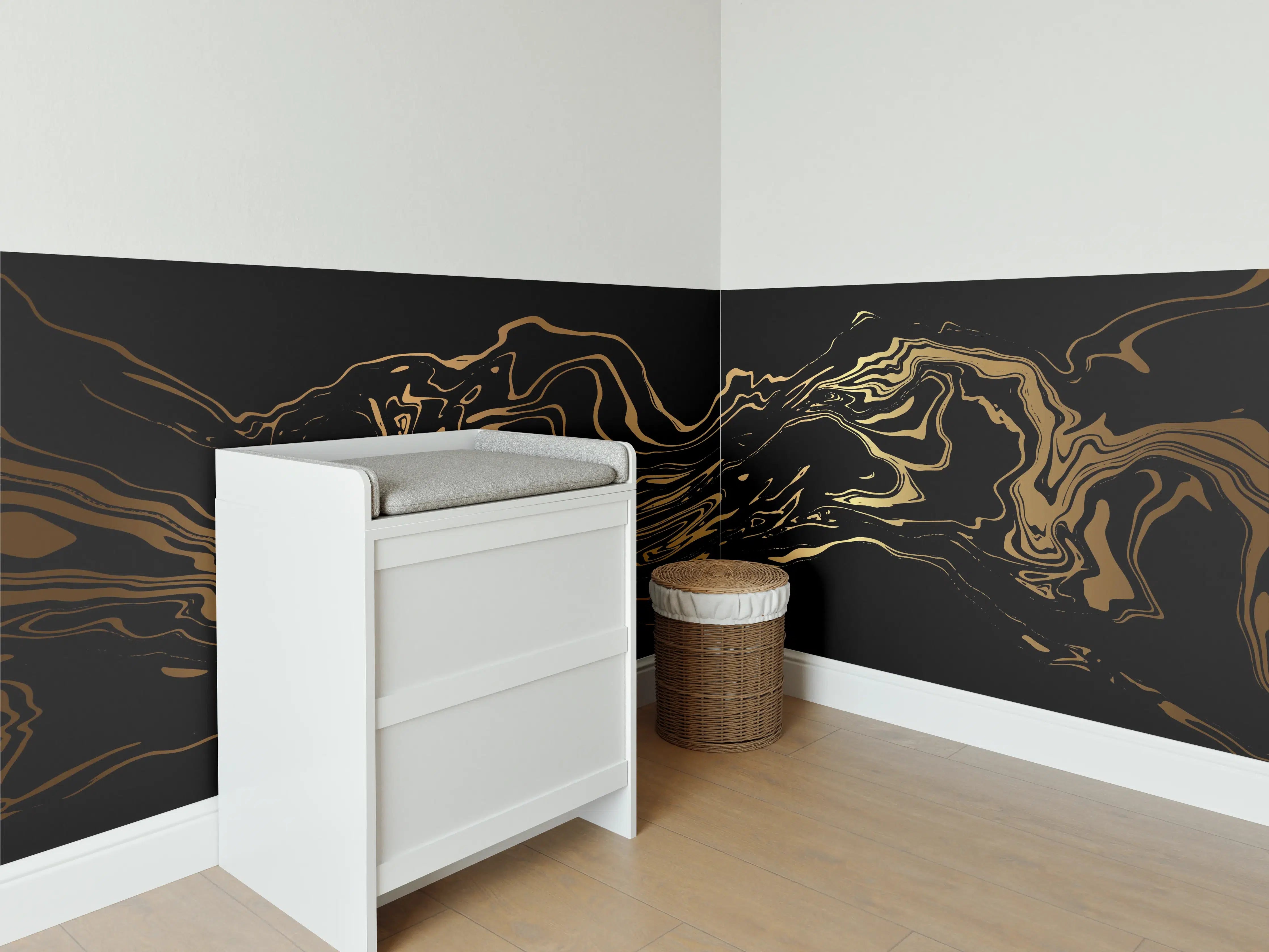 Babyzimmer Wandgestaltung - Abstrakte Gold-Schwarz-Textur