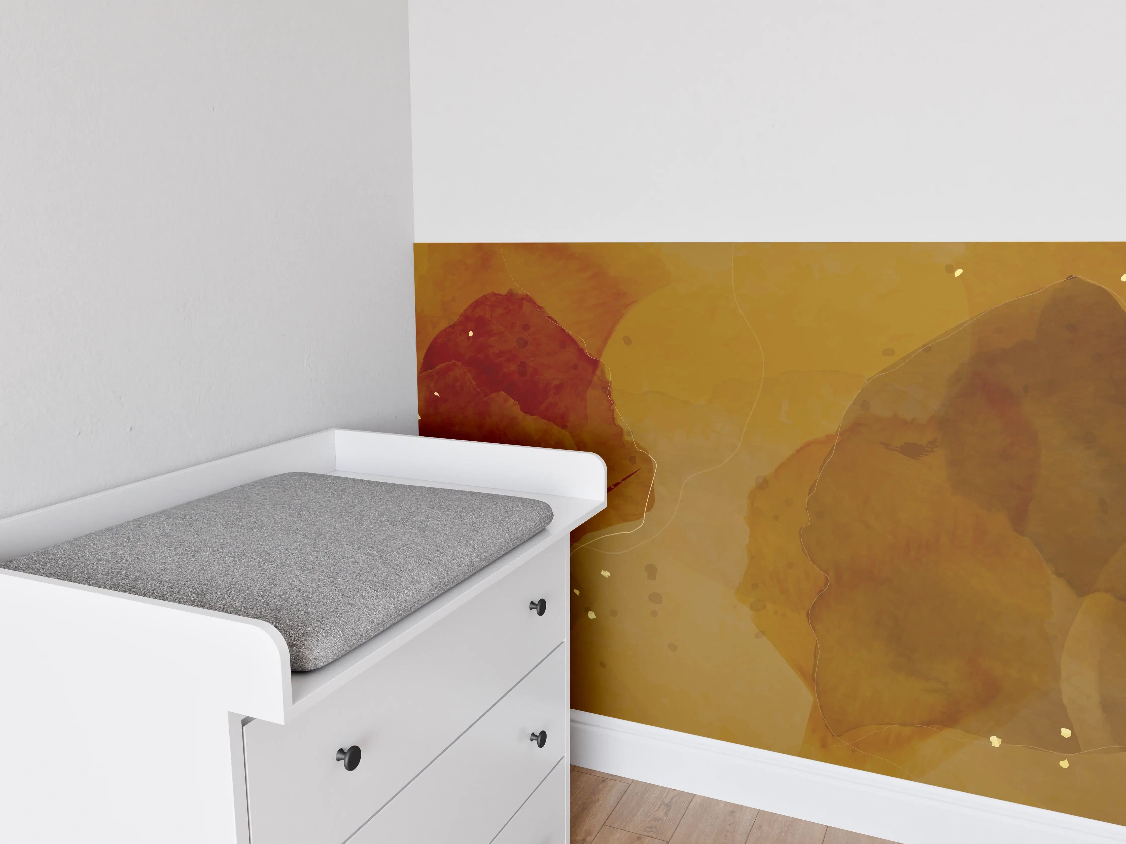 Babyzimmer Wandgestaltung - Abstrakte Goldbraune Kunst