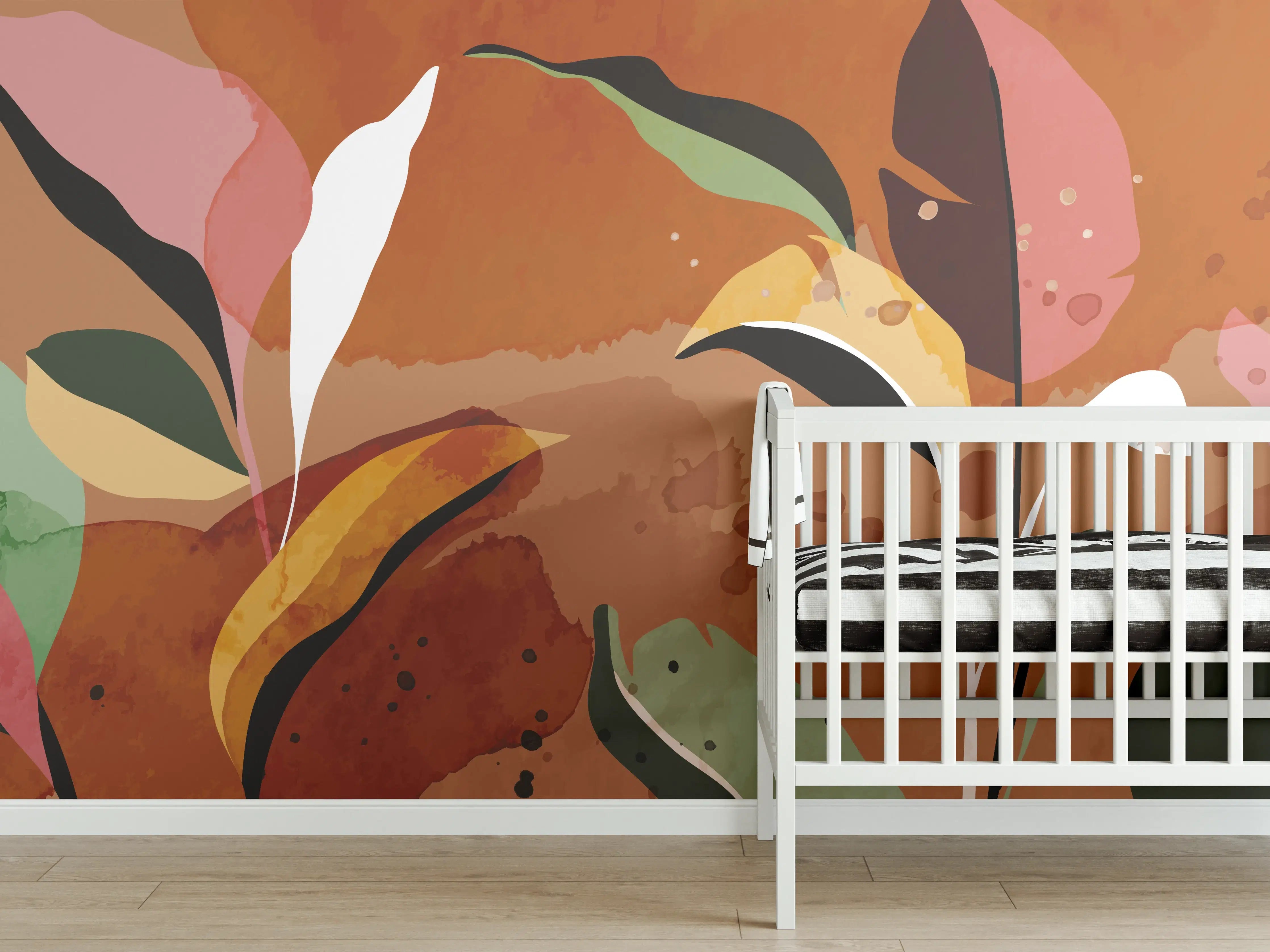 Babyzimmer Wandgestaltung - Abstrakte Herbstblatt-Komposition