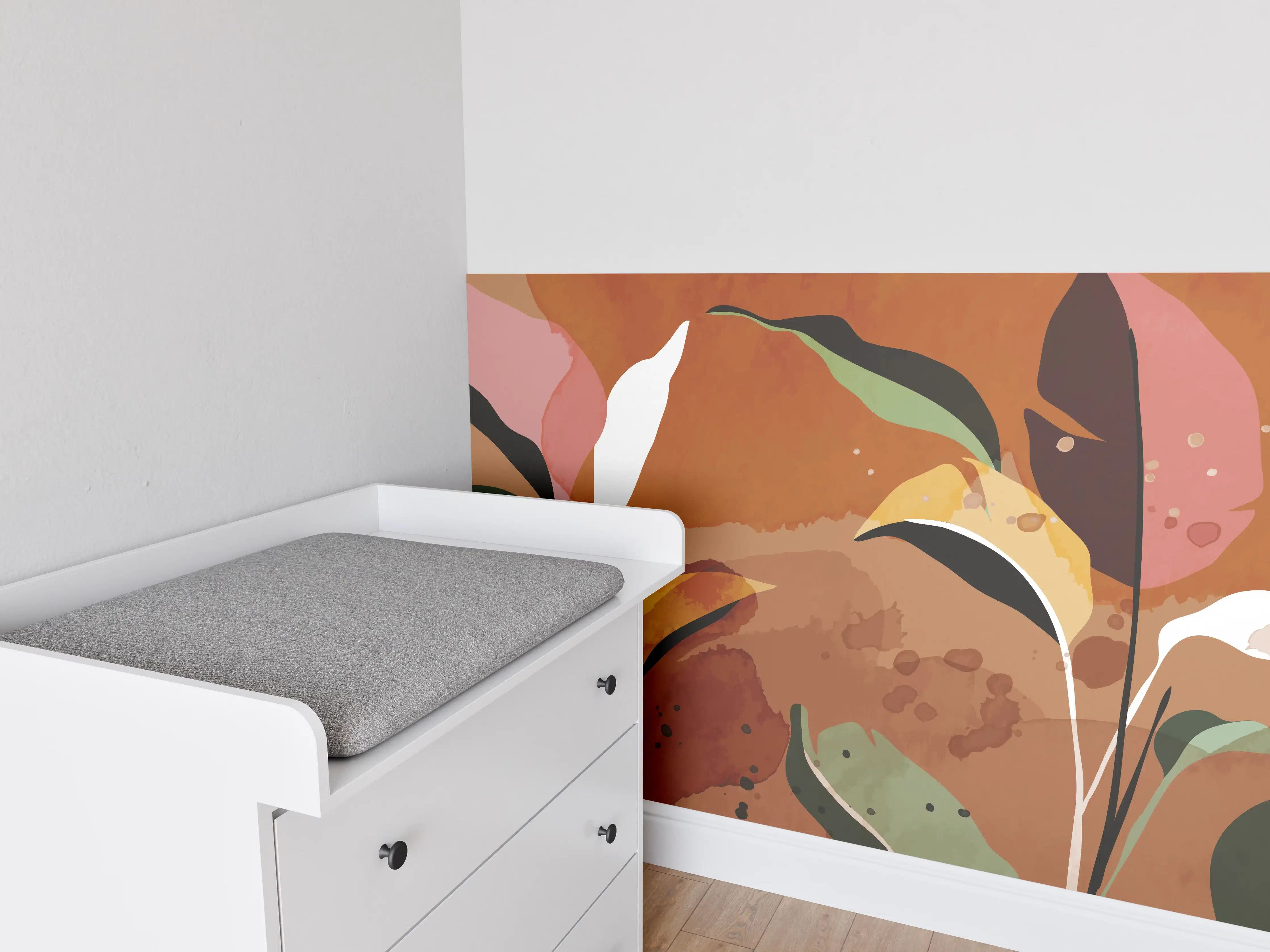 Babyzimmer Wandgestaltung - Abstrakte Herbstblatt-Komposition