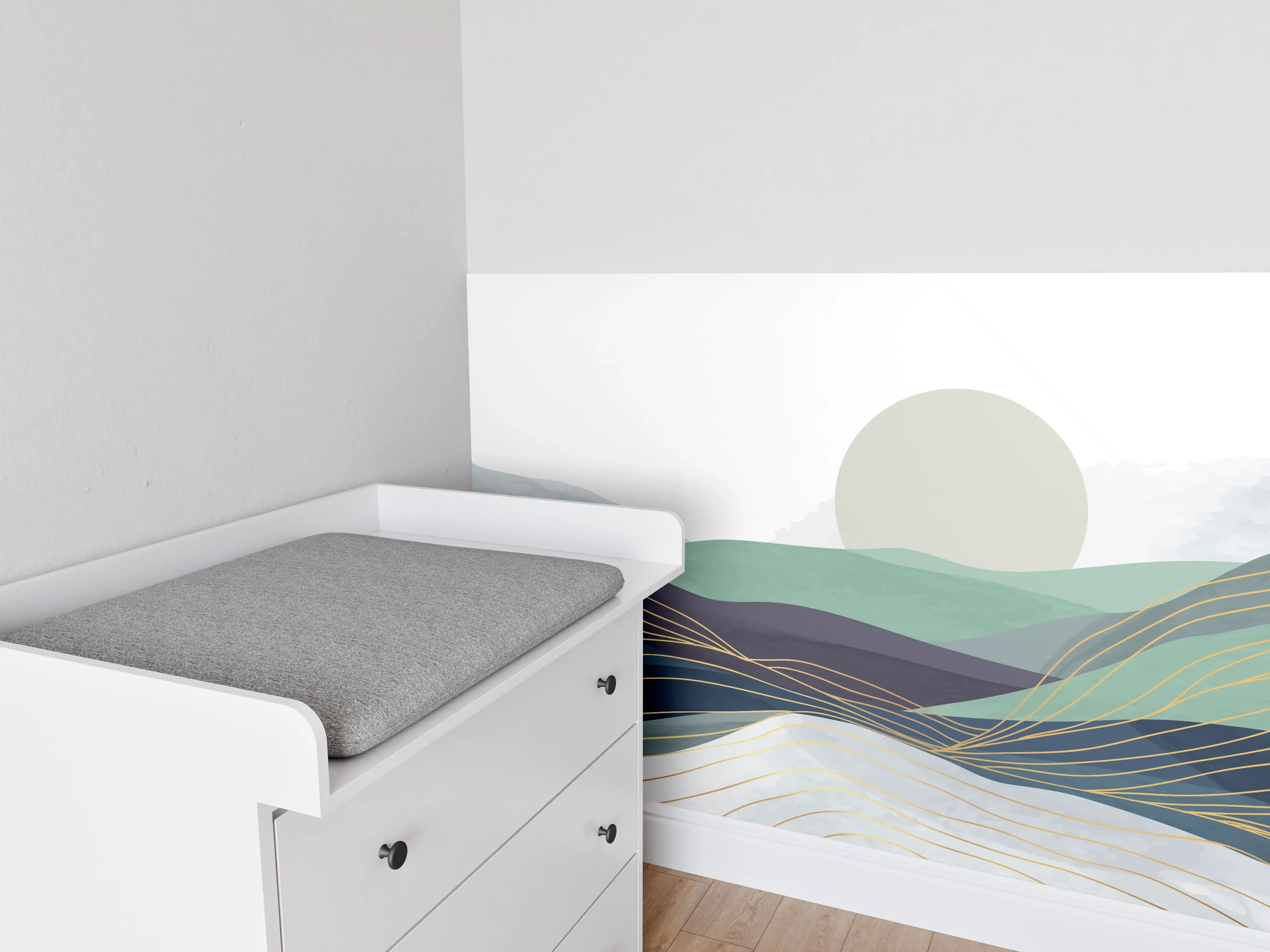 Babyzimmer Wandgestaltung - Abstrakte Hügellandschaft in Pastell