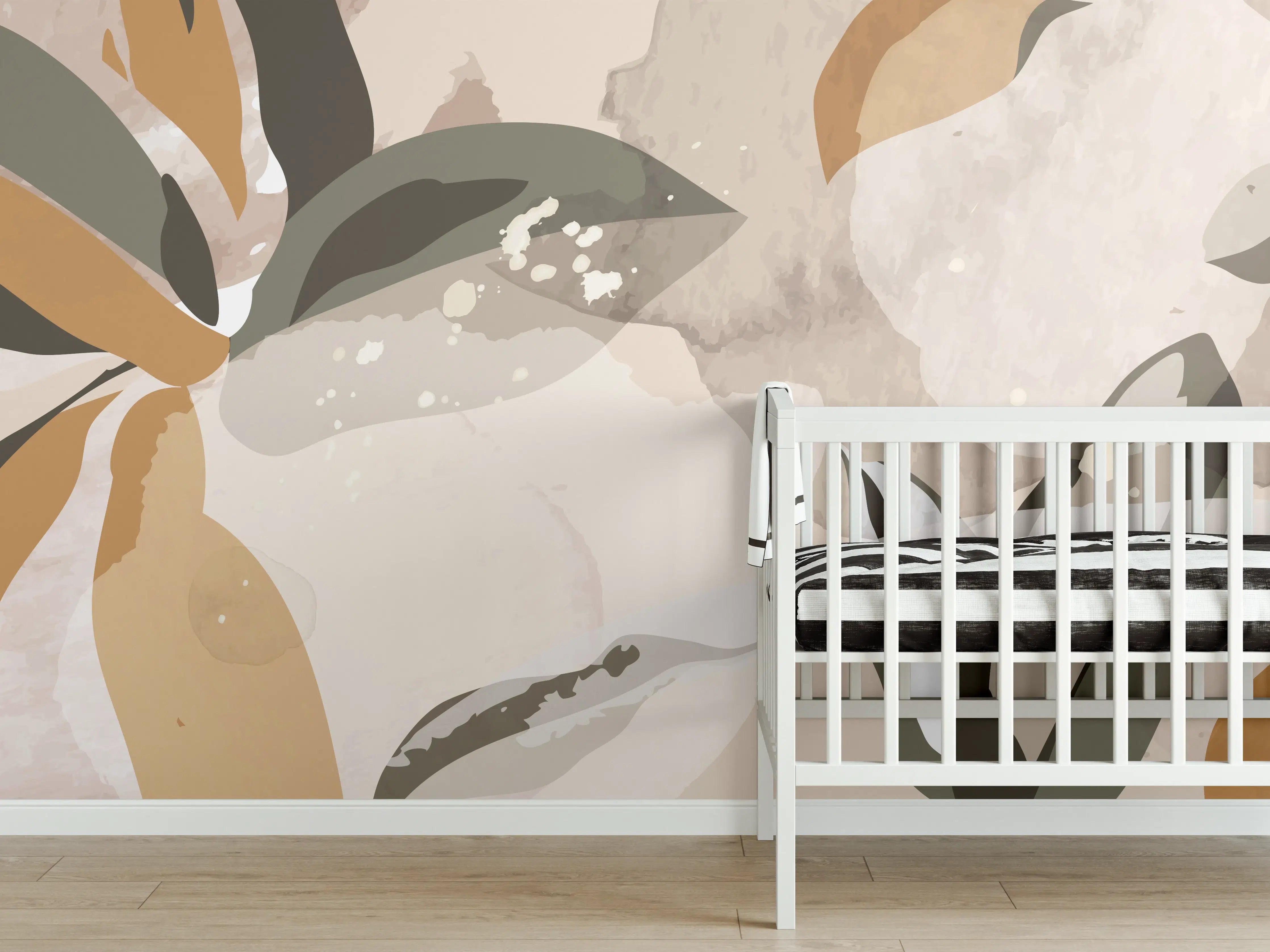Babyzimmer Wandgestaltung - Abstrakte Kunst Beige Braun