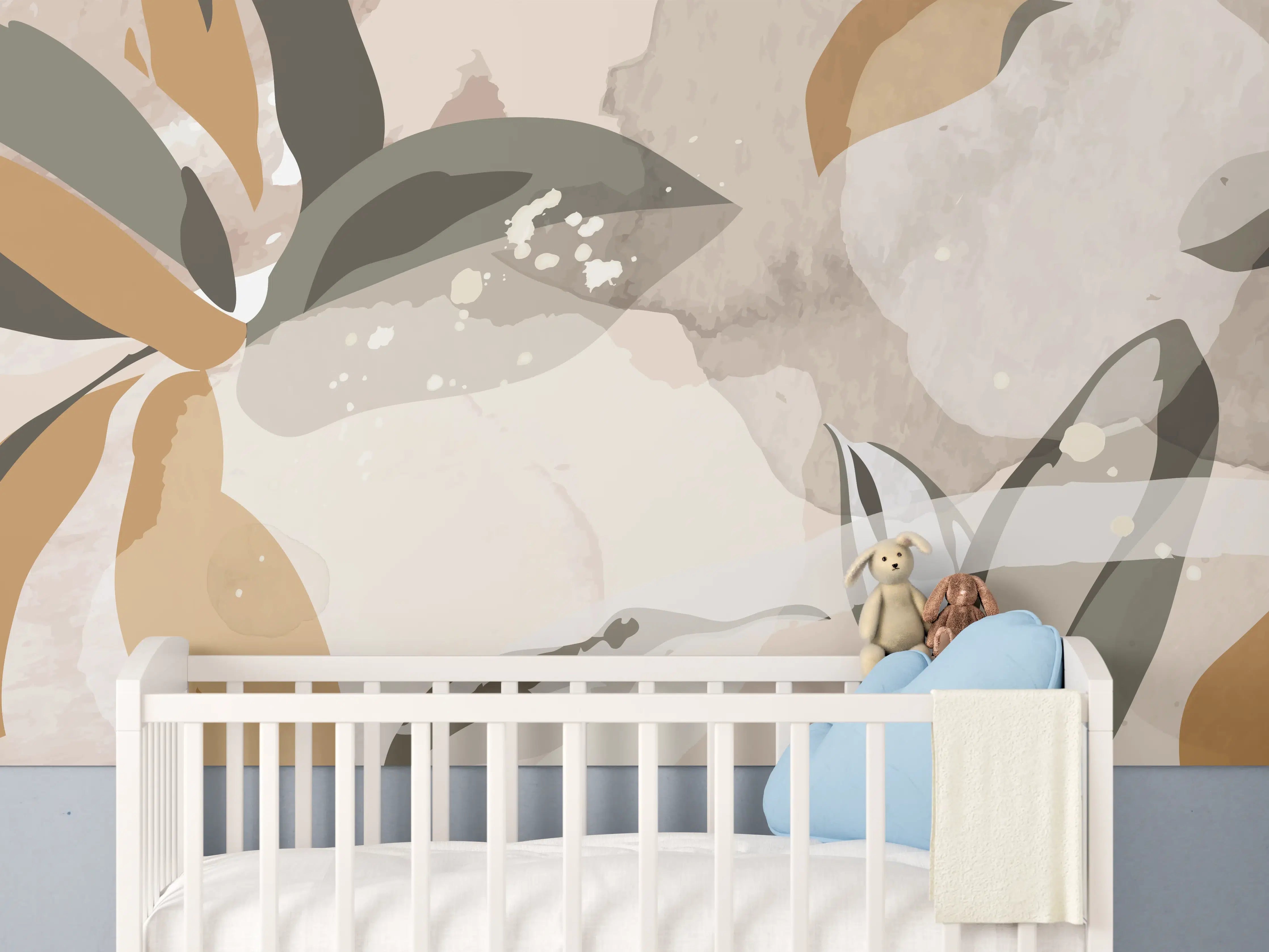 Babyzimmer Wandgestaltung - Abstrakte Kunst Beige Braun