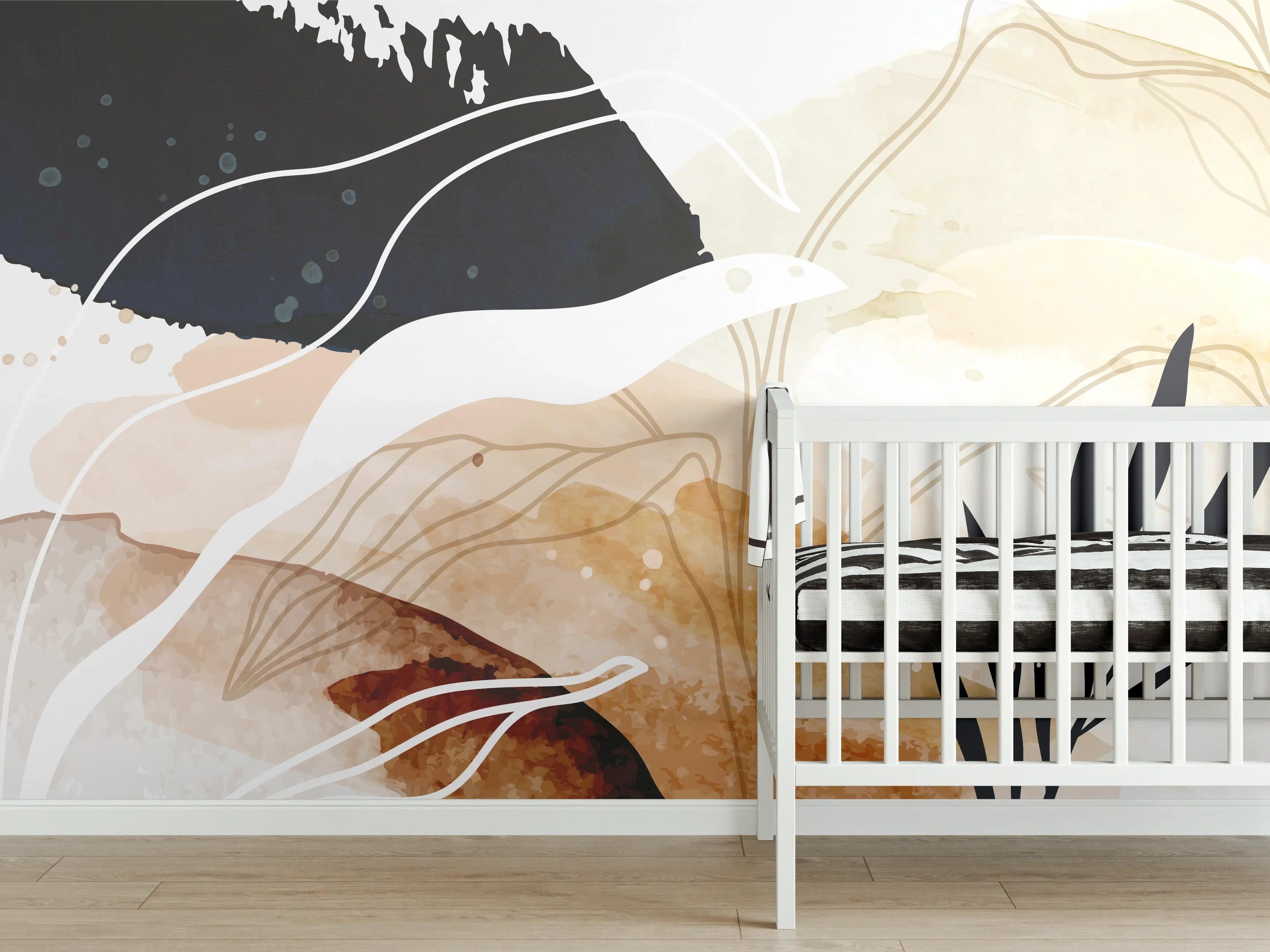 Babyzimmer Wandgestaltung - Abstrakte Natur Kunst
