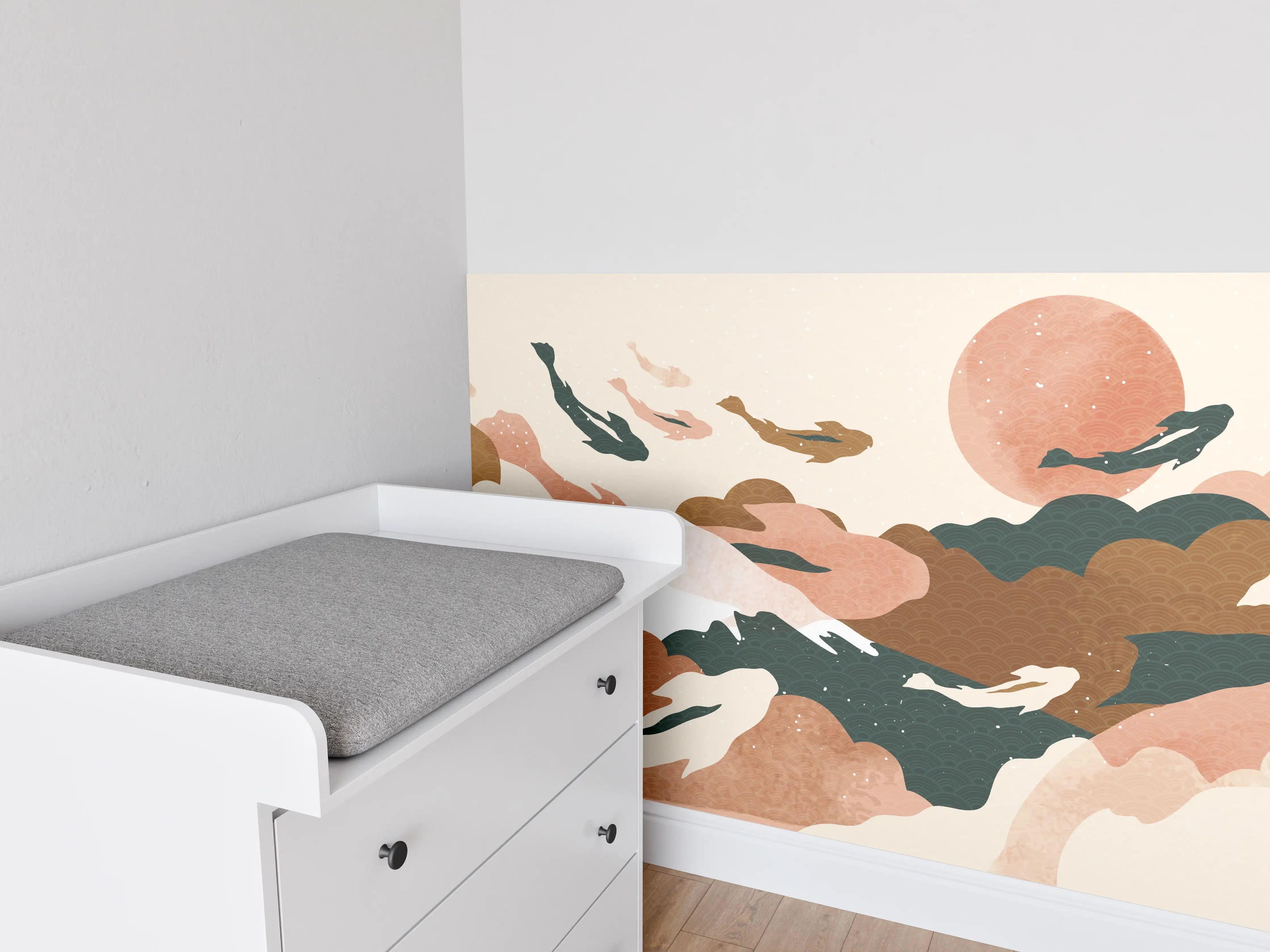 Babyzimmer Wandgestaltung - Abstrakte Natur Pastelltöne