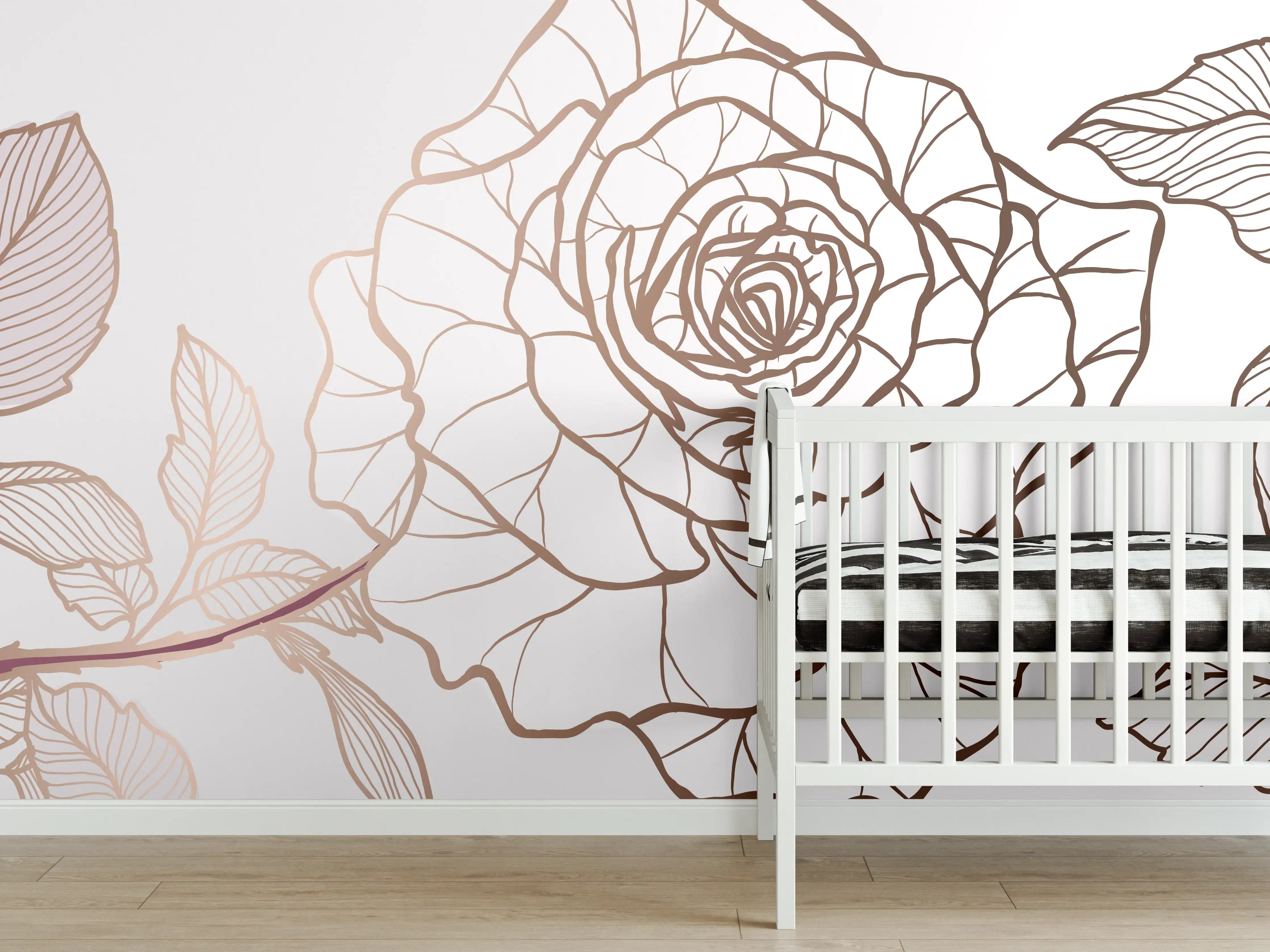 Babyzimmer Wandgestaltung - Abstrakte Rose in Sepia-Tönen