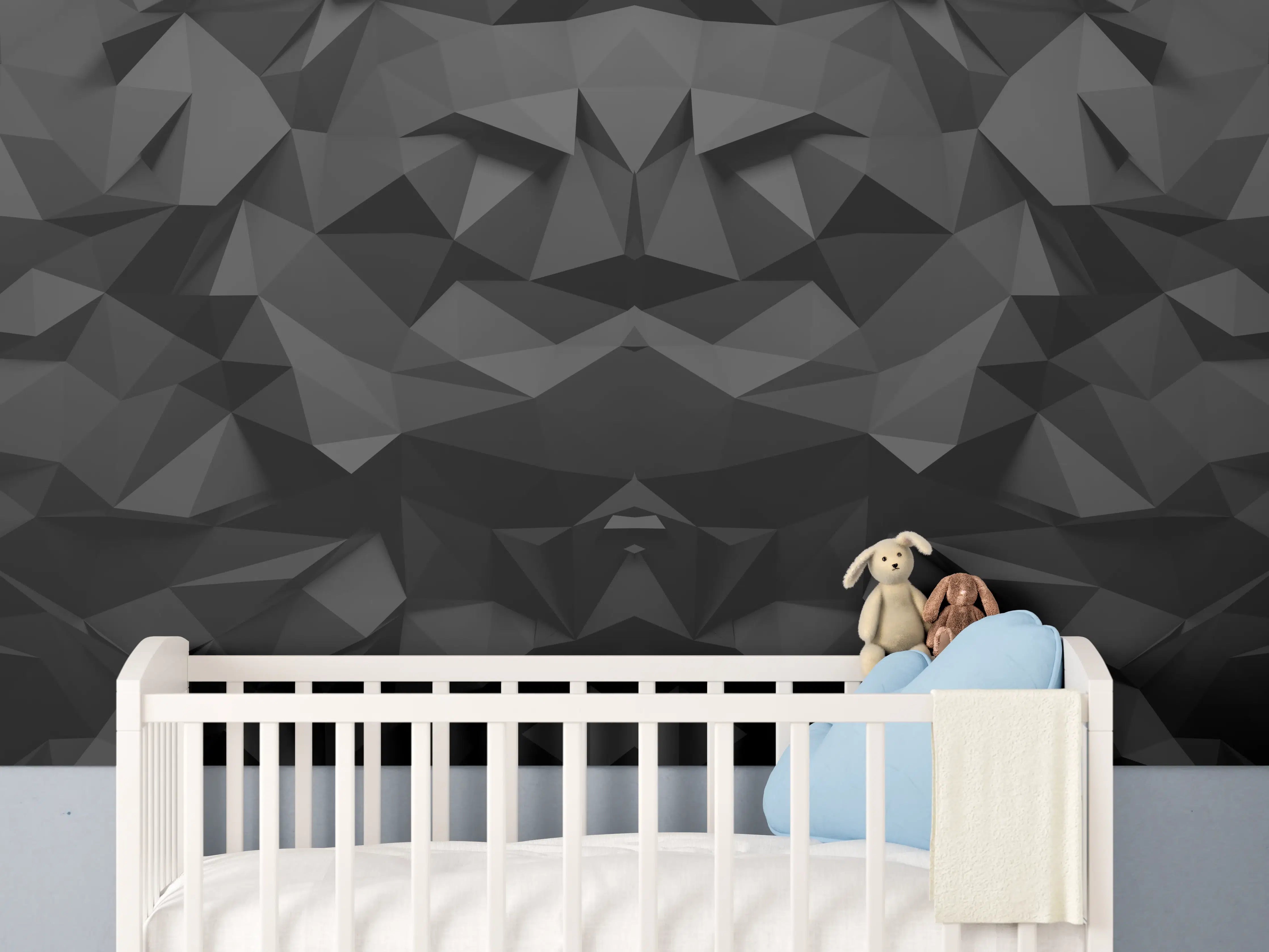 Babyzimmer Wandgestaltung - Abstrakte Schwarz-Weiß-Grafik