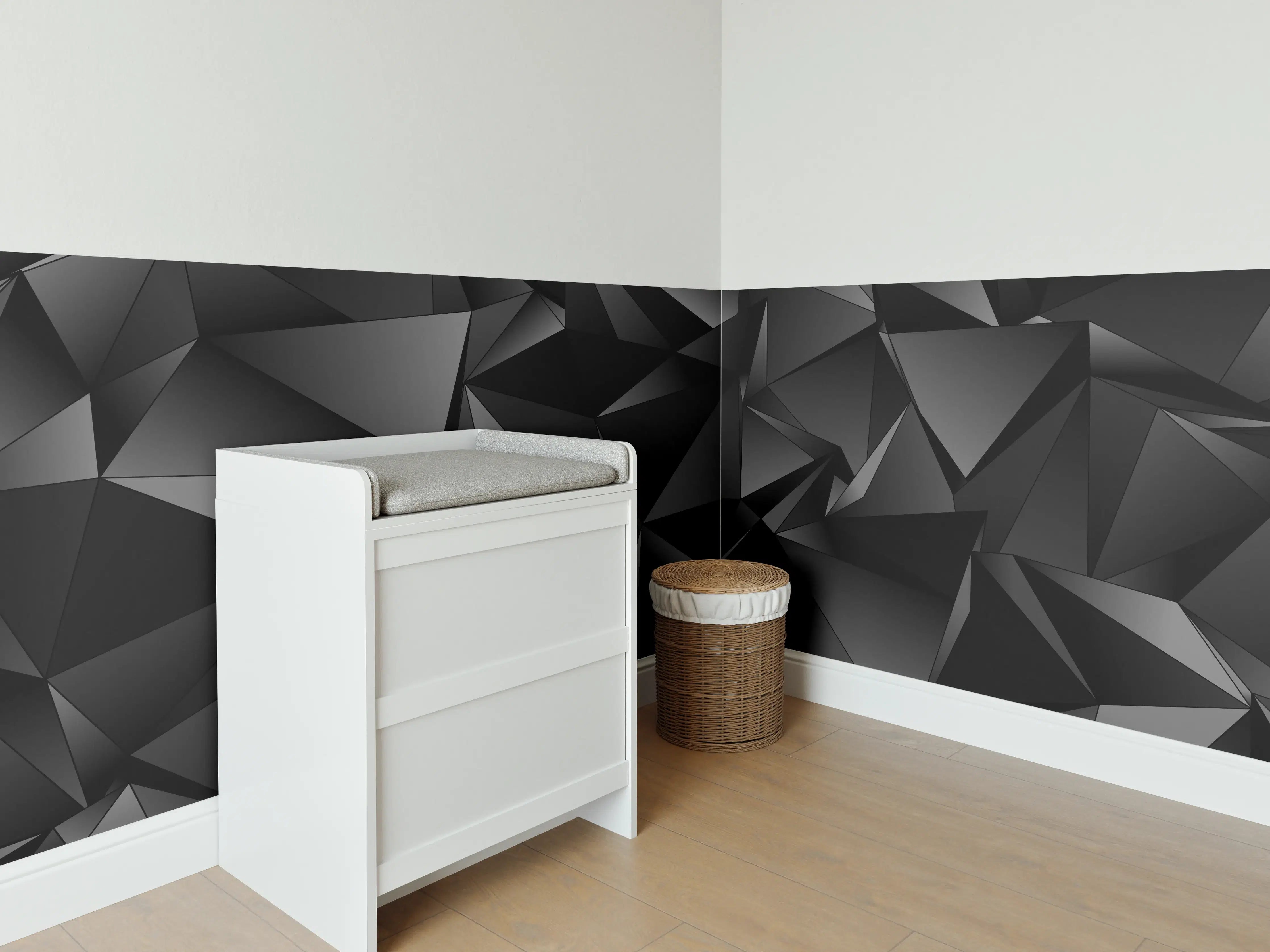 Babyzimmer Wandgestaltung - Abstrakte Schwarze 3D Dreiecke