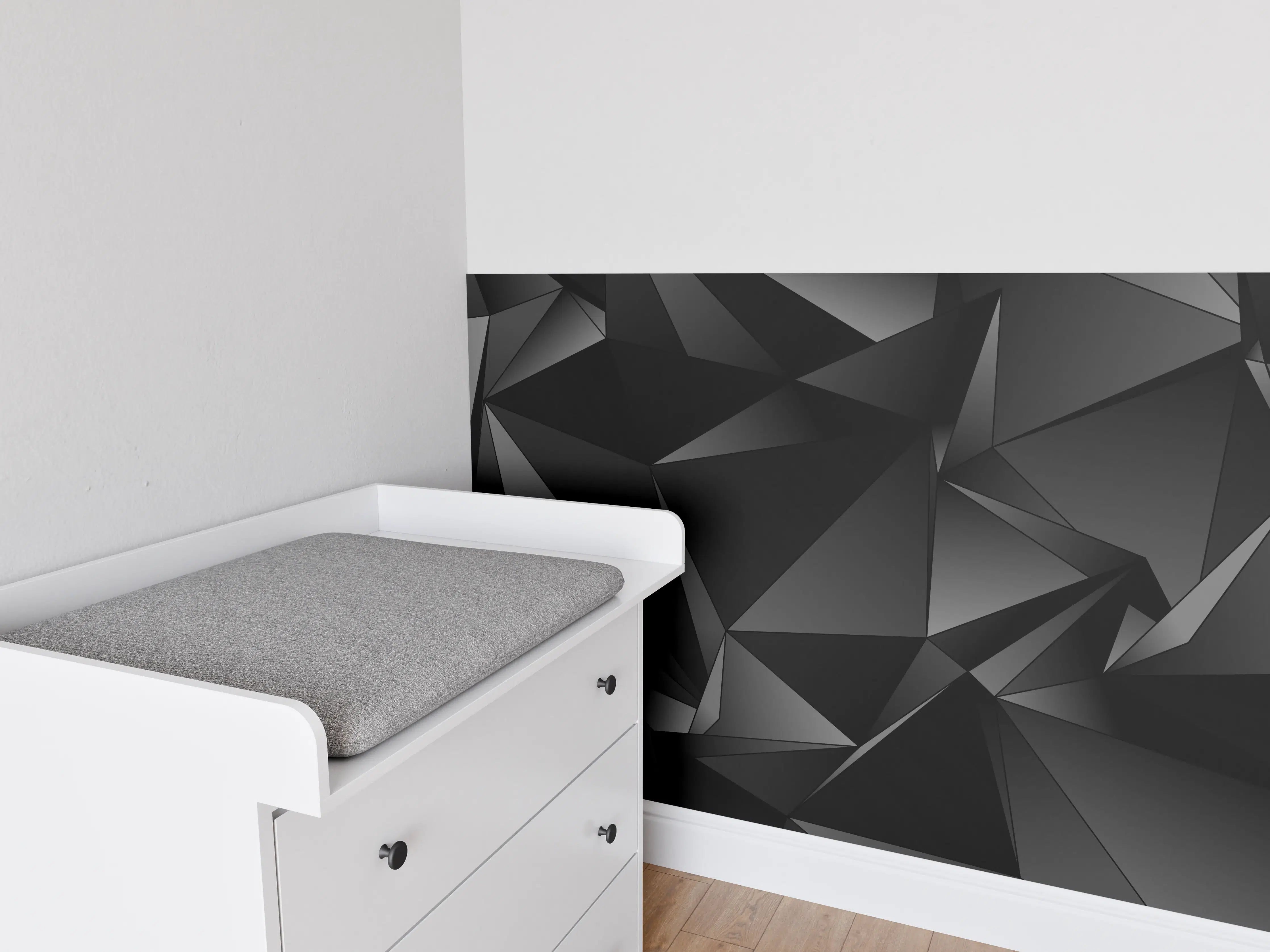 Babyzimmer Wandgestaltung - Abstrakte Schwarze 3D Dreiecke