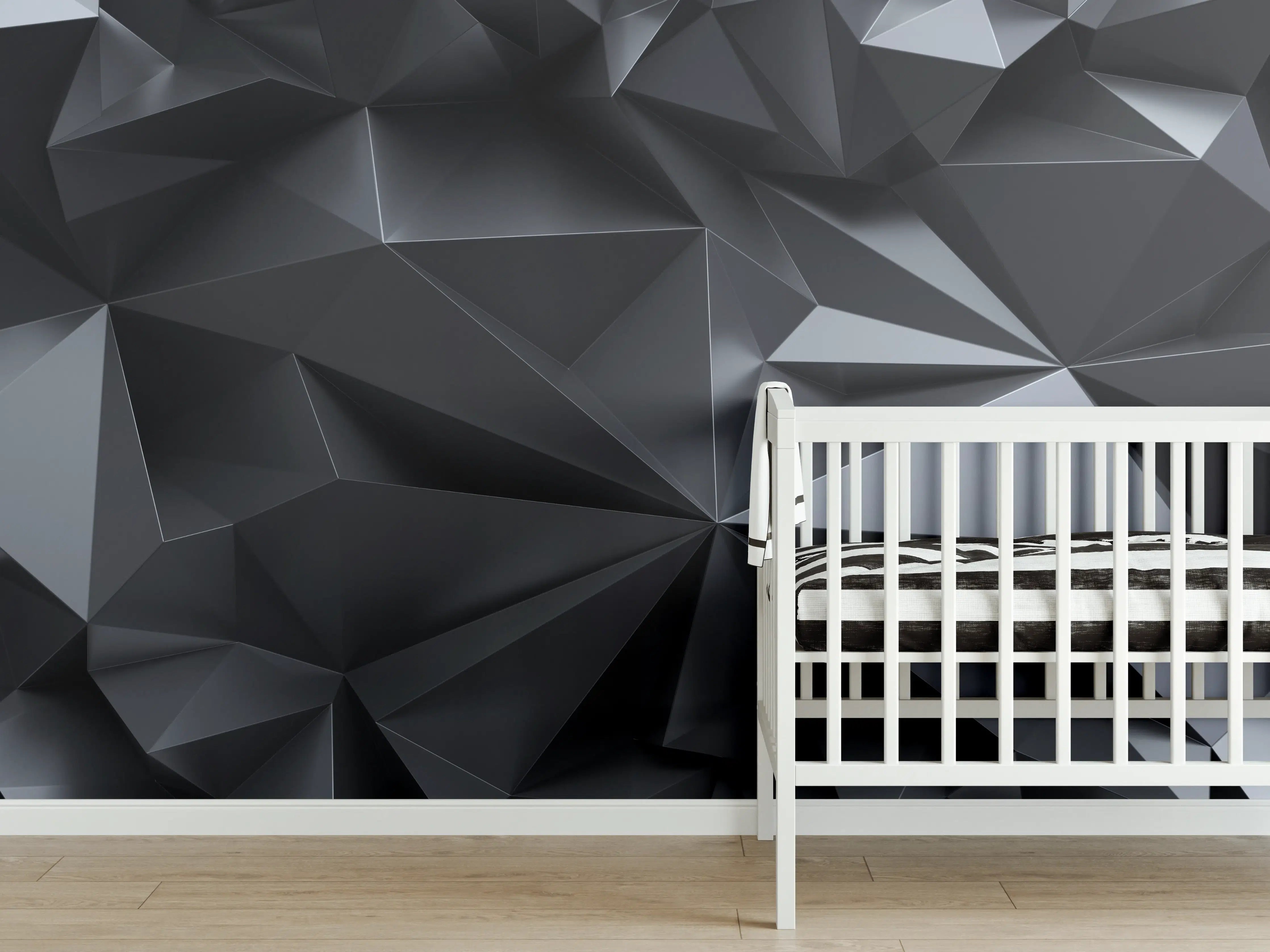 Babyzimmer Wandgestaltung - Abstrakte Schwarze Kristalltextur