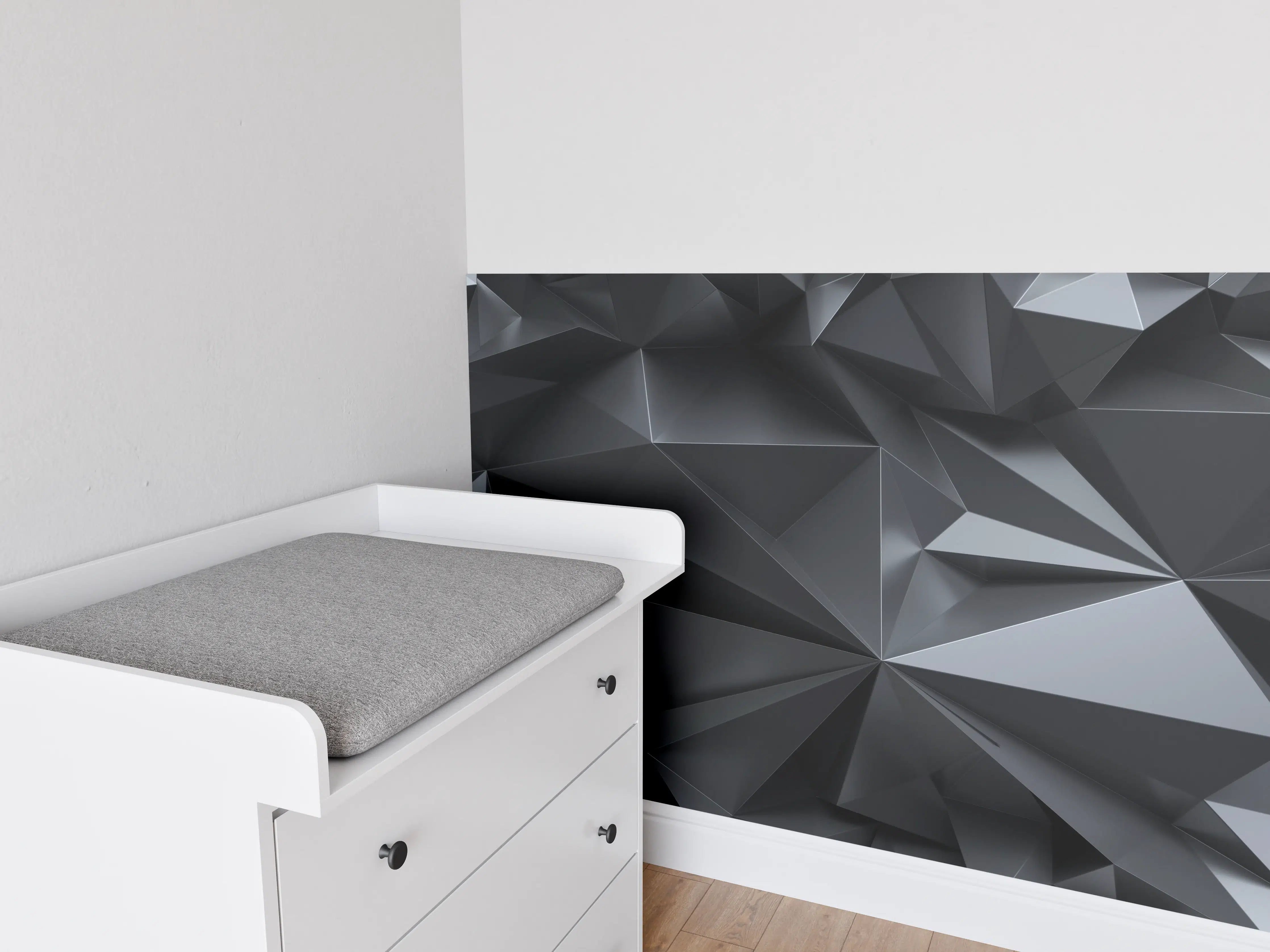 Babyzimmer Wandgestaltung - Abstrakte Schwarze Kristalltextur
