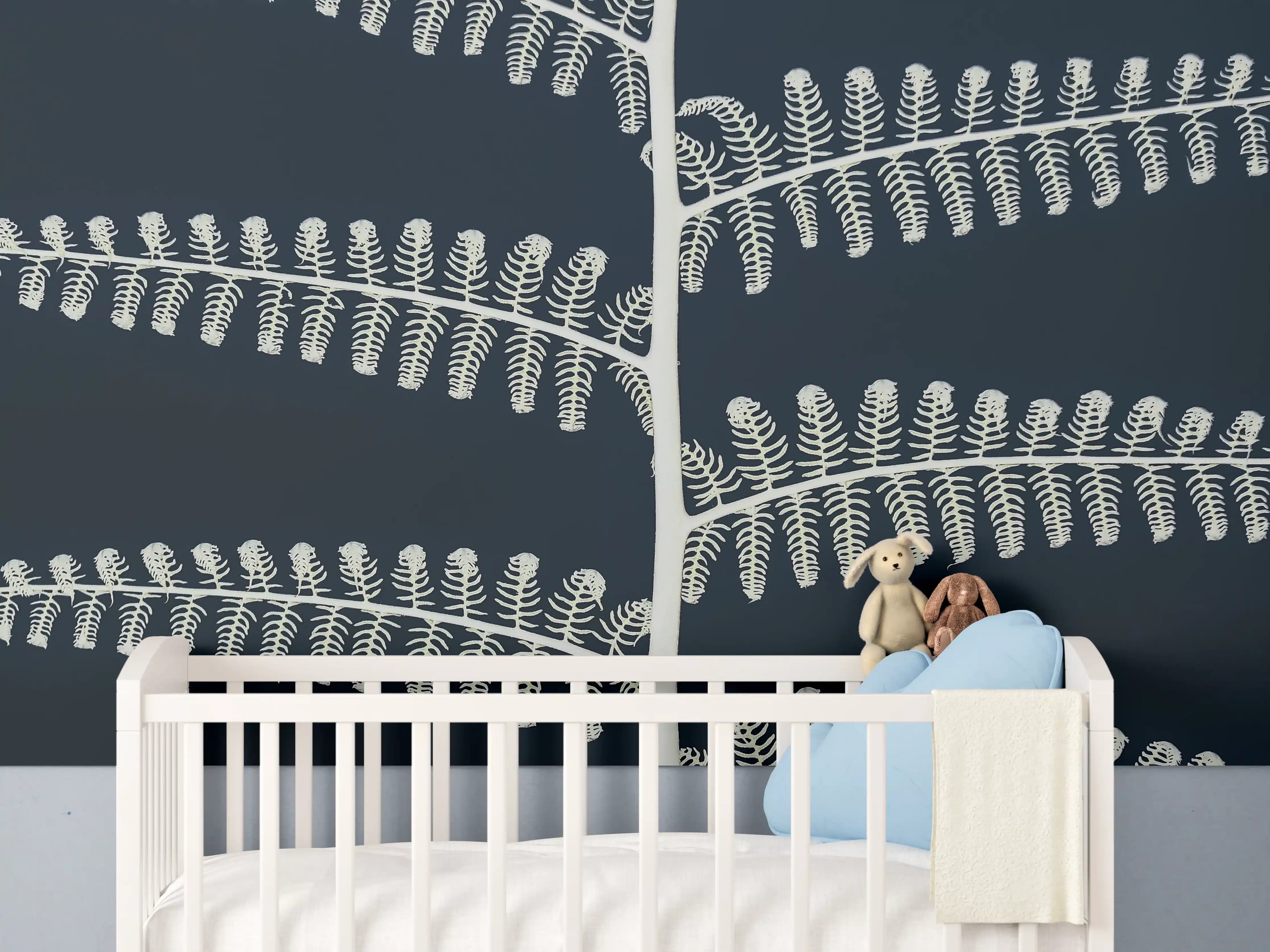 Babyzimmer Wandgestaltung - Abstrakte Symmetrie Blattmuster