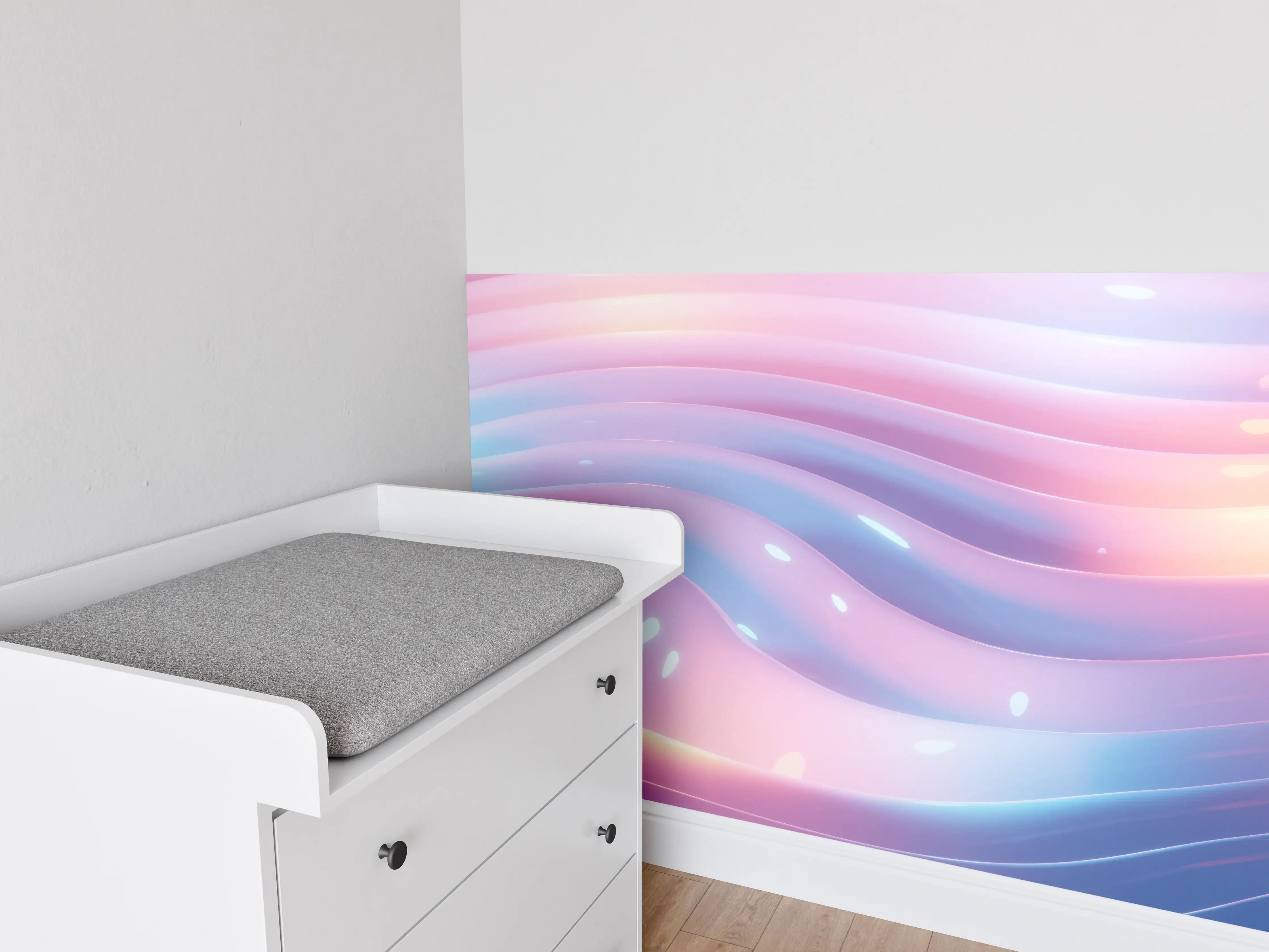 Babyzimmer Wandgestaltung - Abstrakte Wellen Rosa Blau