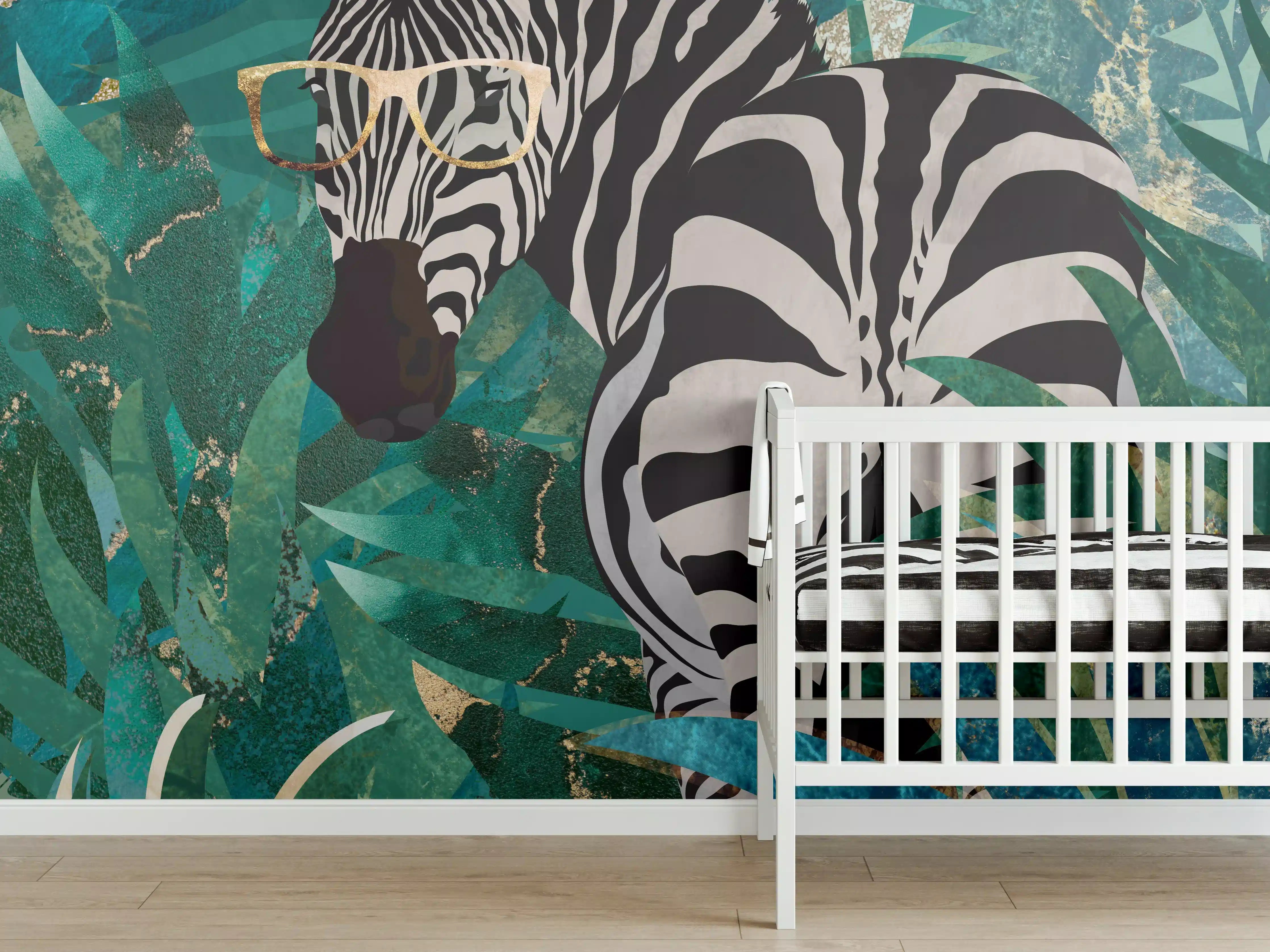 Babyzimmer Wandgestaltung - Abstrakte Zebra Malerei
