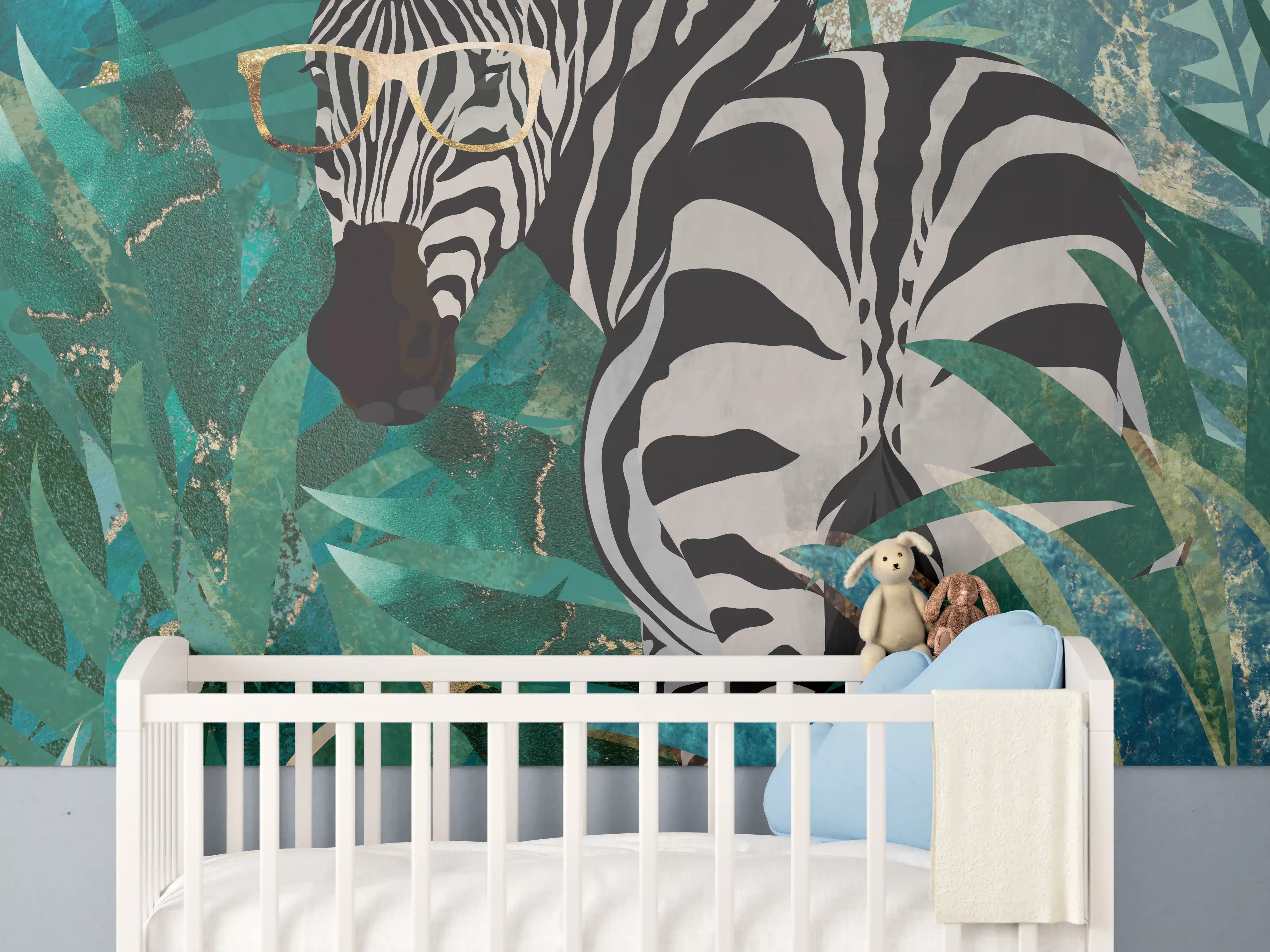 Babyzimmer Wandgestaltung - Abstrakte Zebra Malerei